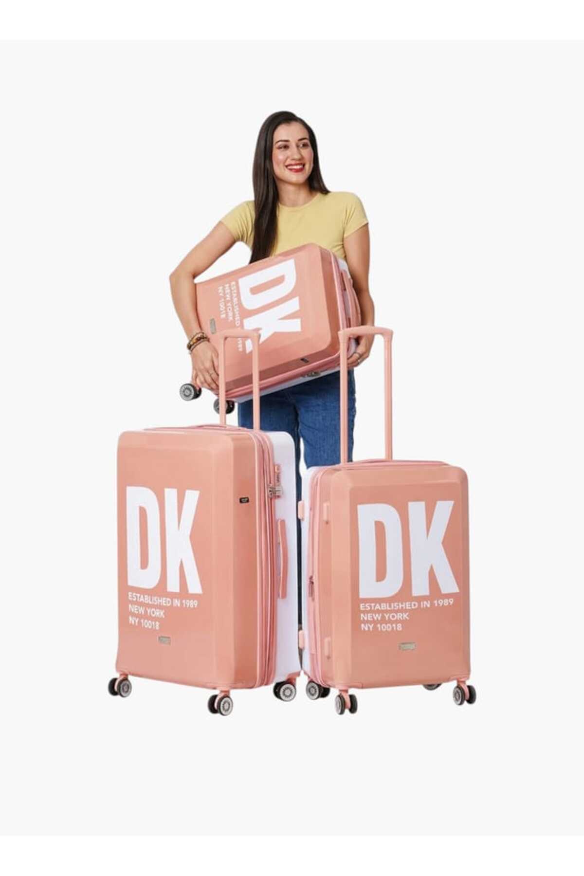 Dkny-Logo Print Hardcase Trolley Bag with Retractable Handle _20-S - Cabin 6