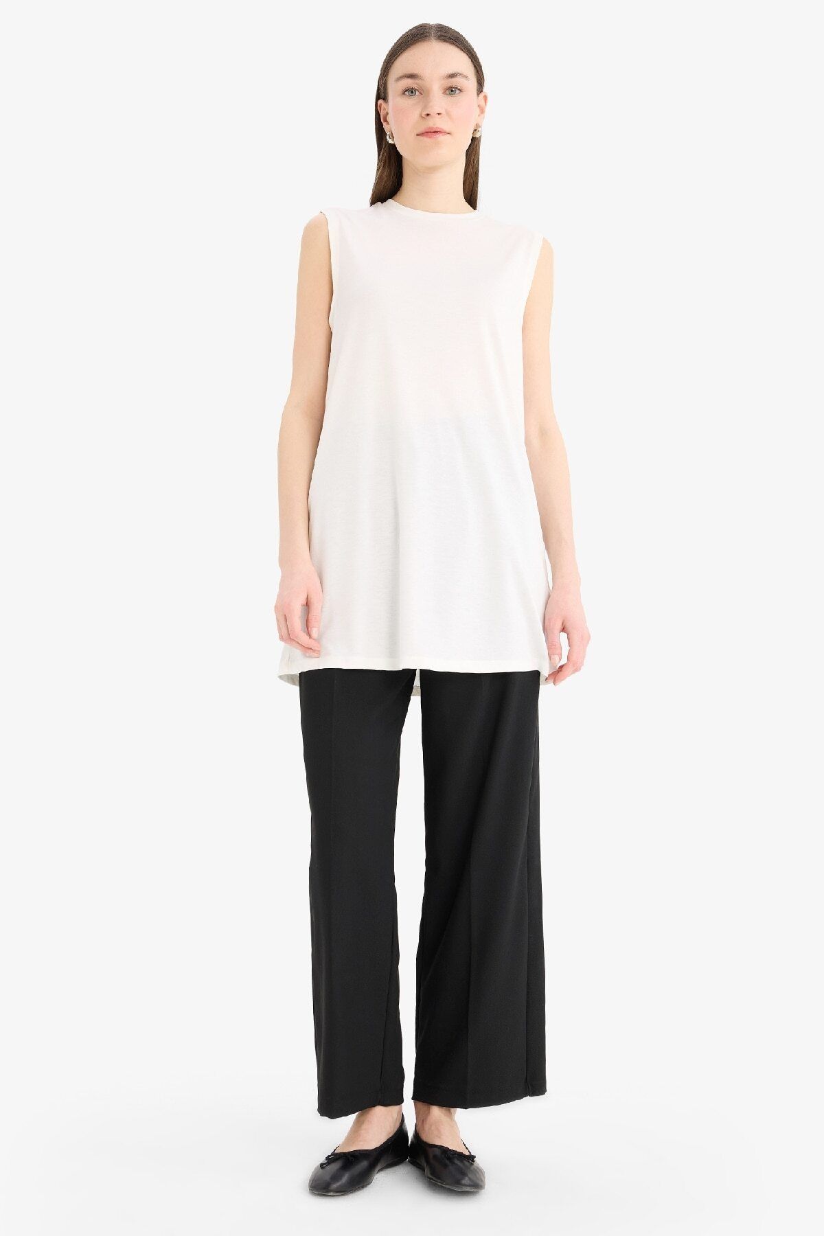 DeFacto-Regular Fit Crew Neck Short Sleeve Tunic A8352Ax25Sp 2