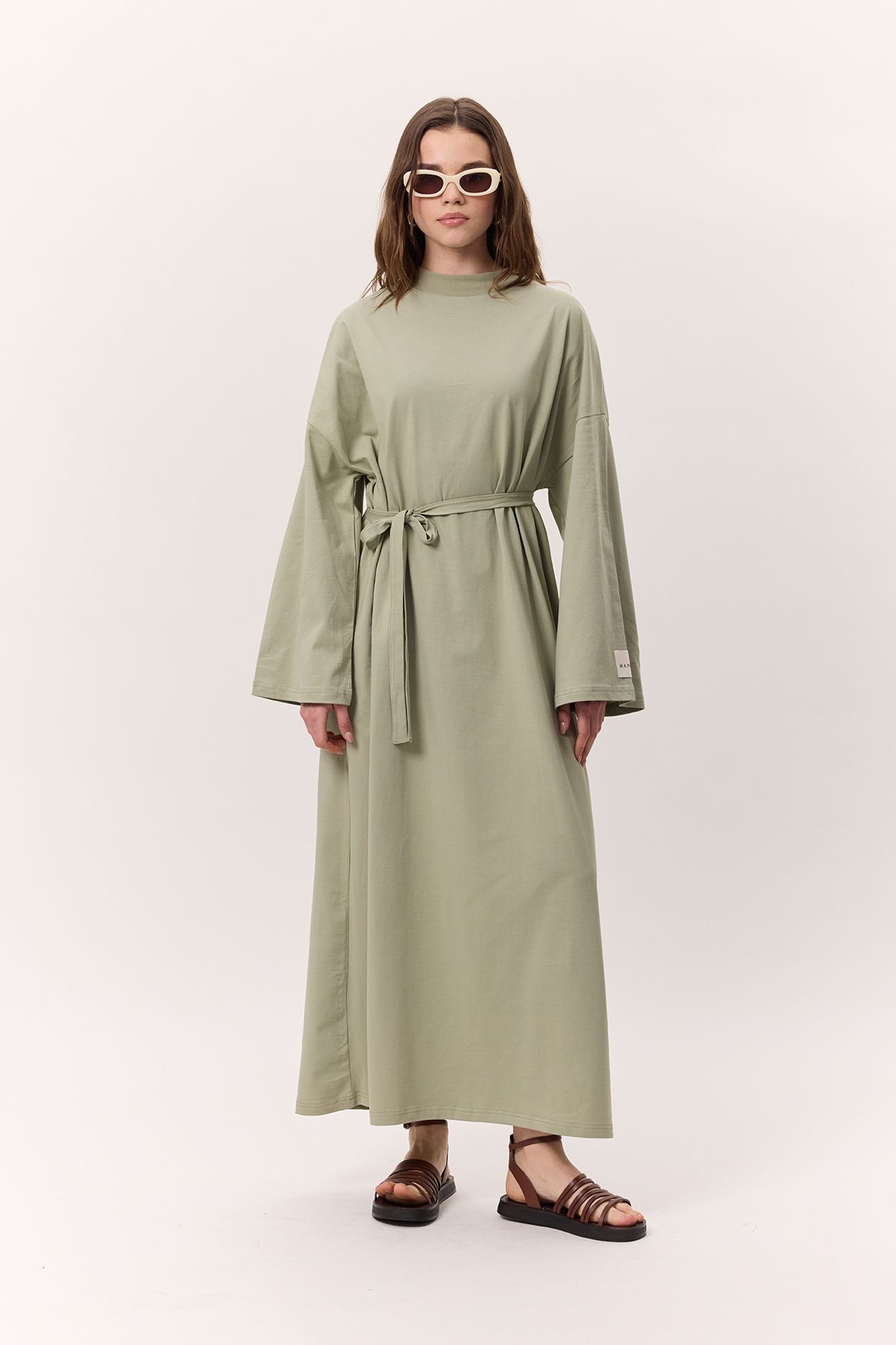 Manuka-ÜBERLÄSSIGES LANGES LÄSSIGES KLEID CAGLIA GRÜN 5