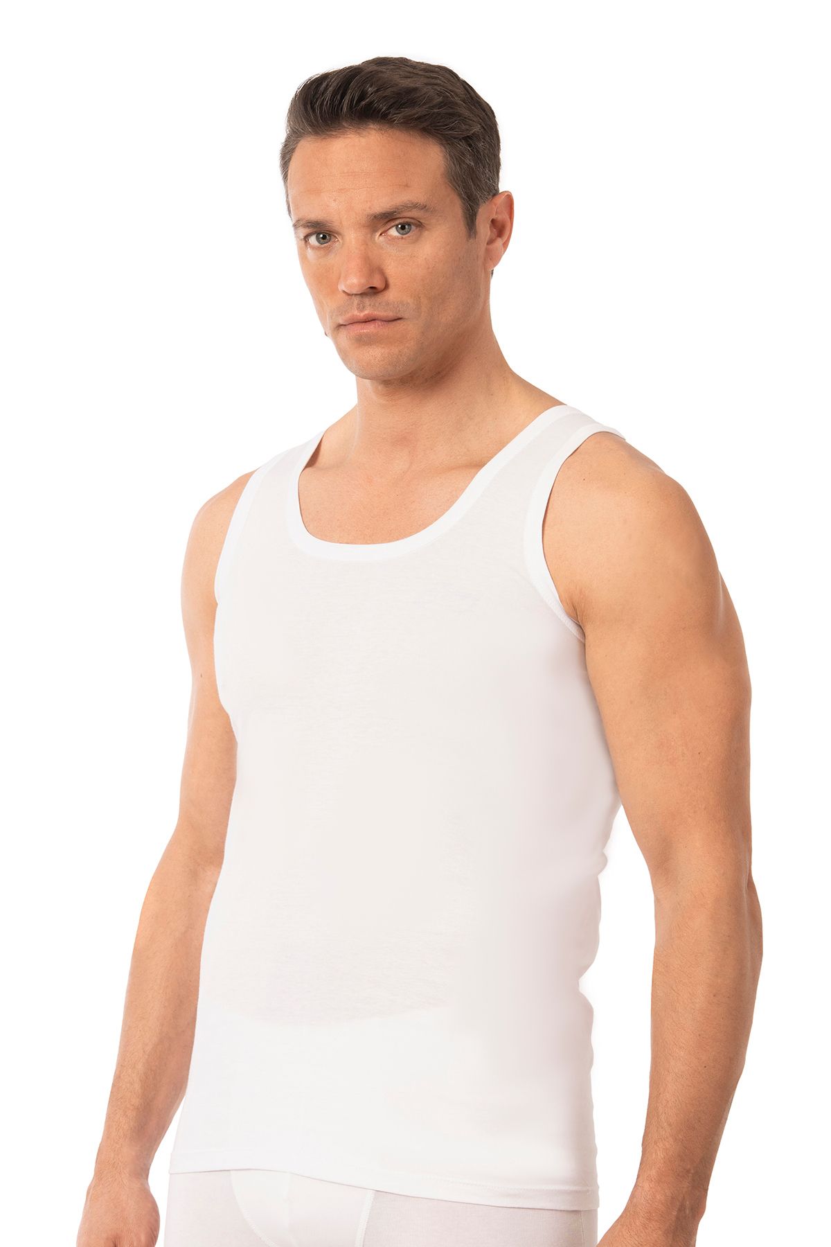 ÖZKAN underwear-Özkan 0050 Men's 100% Cotton Combed Single Jersey Thick Strap Undershirt 3