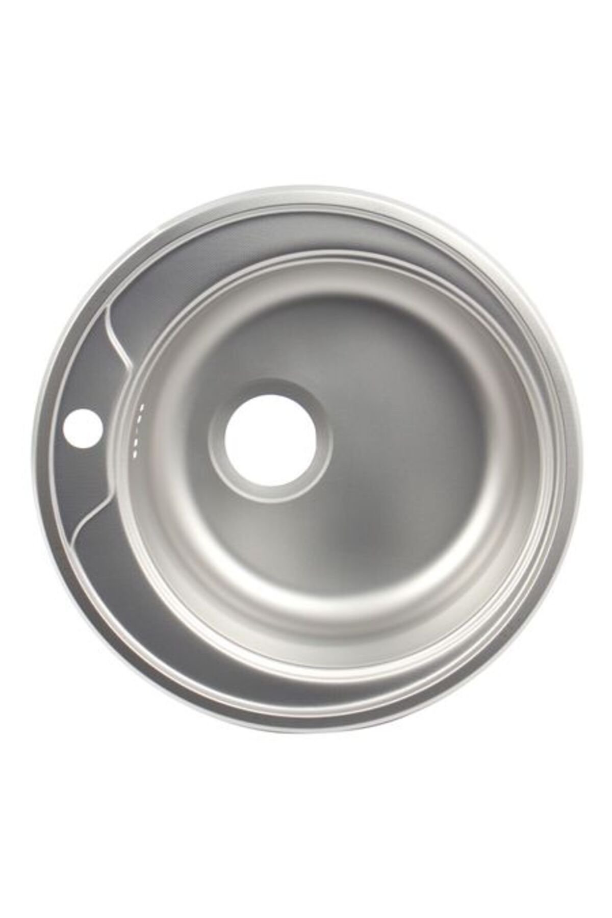 ZİNOX Chiuveta Bucatarie Rotunda, Diametru 48 Cm, Inox, Finisaj Anticalcar, Pentru Blat, Zln-6300 - One Size