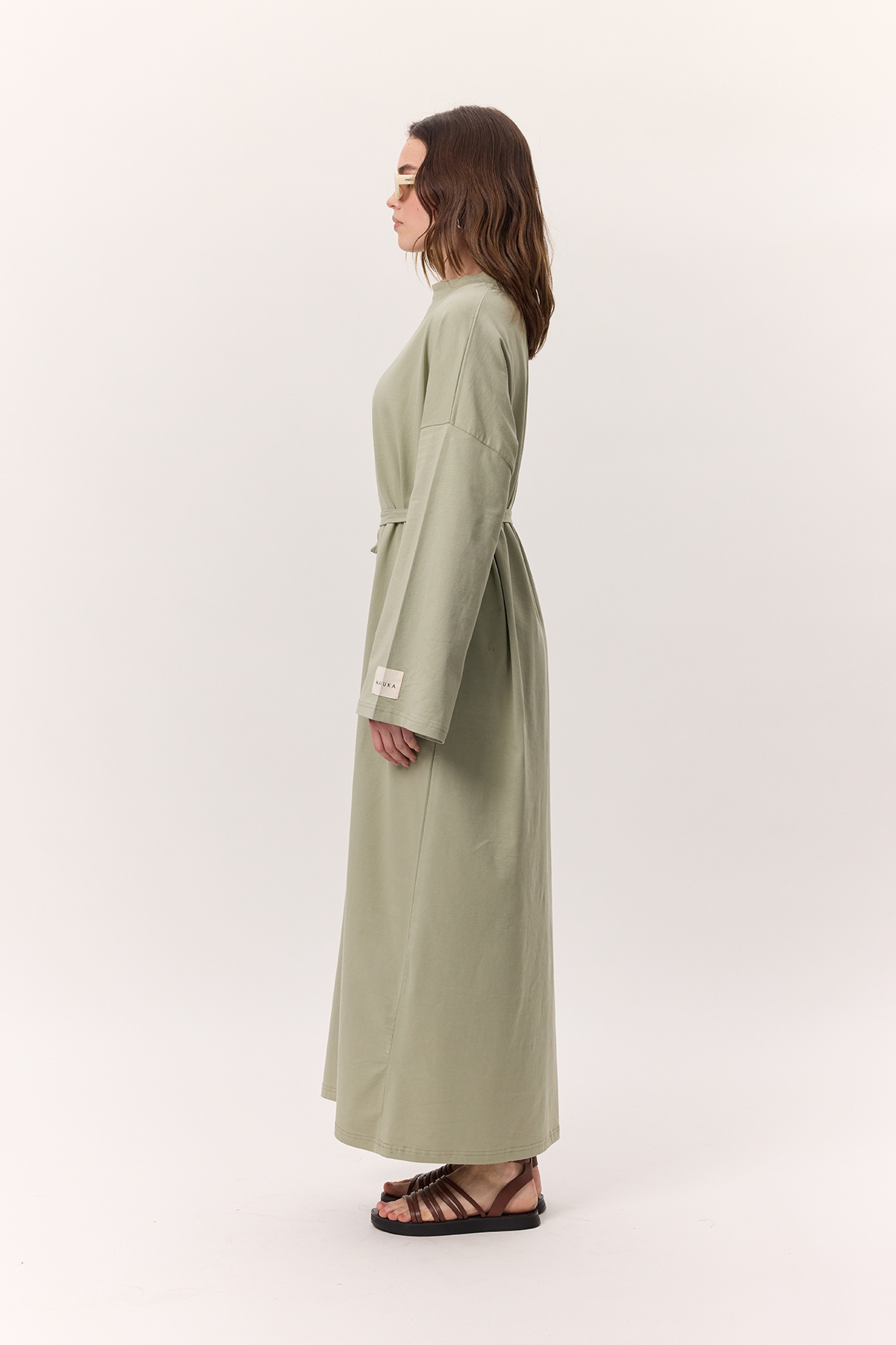 Manuka-ÜBERLÄSSIGES LANGES LÄSSIGES KLEID CAGLIA GRÜN 7