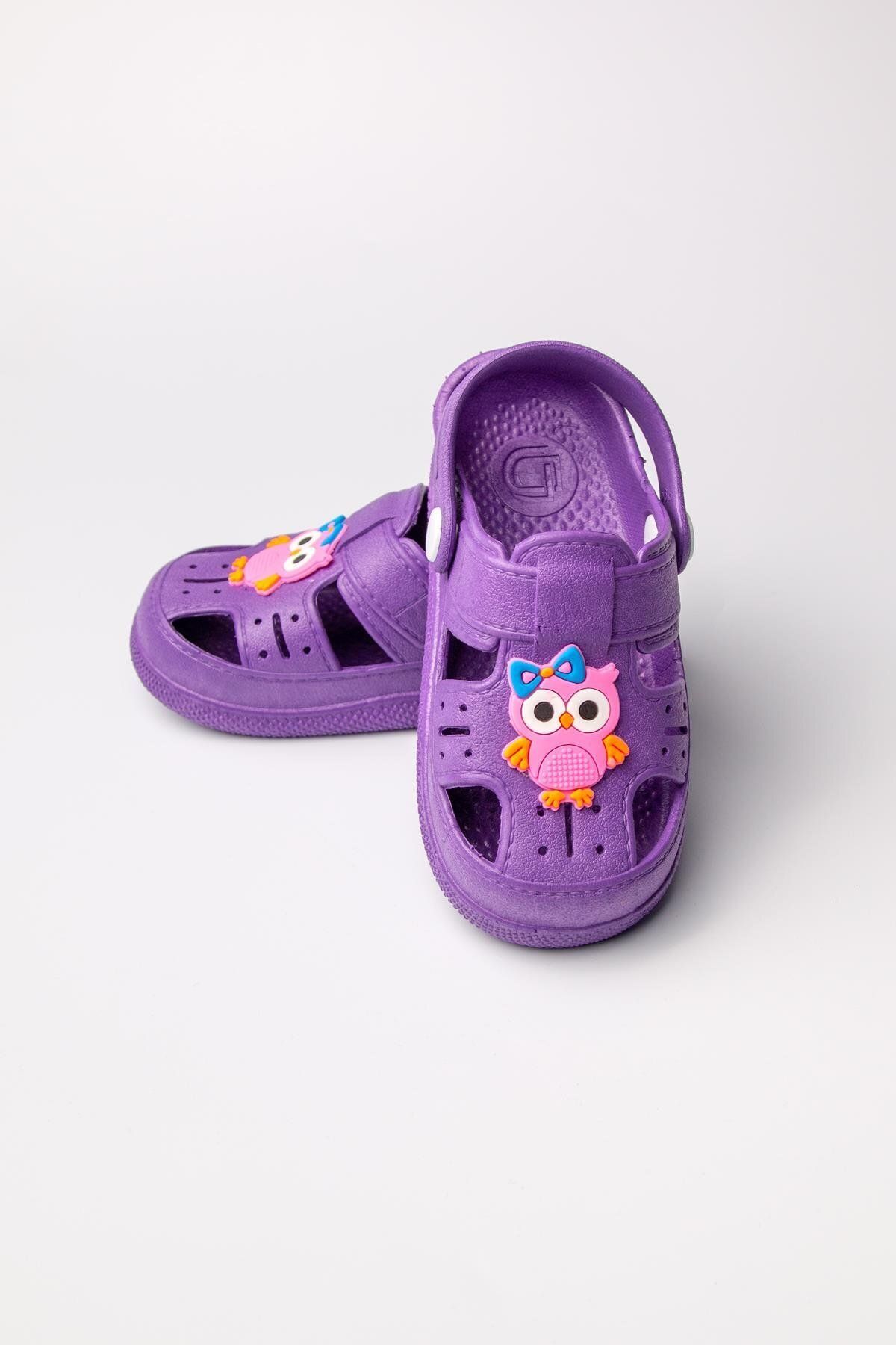 The Red Kids-Owl Figured Non-Slip Soft Sole Slippers Purple 2