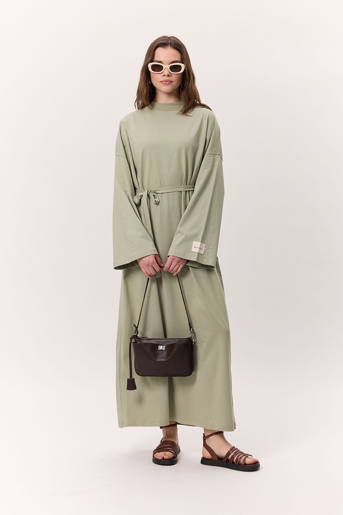 Manuka-ÜBERLÄSSIGES LANGES LÄSSIGES KLEID CAGLIA GRÜN 3