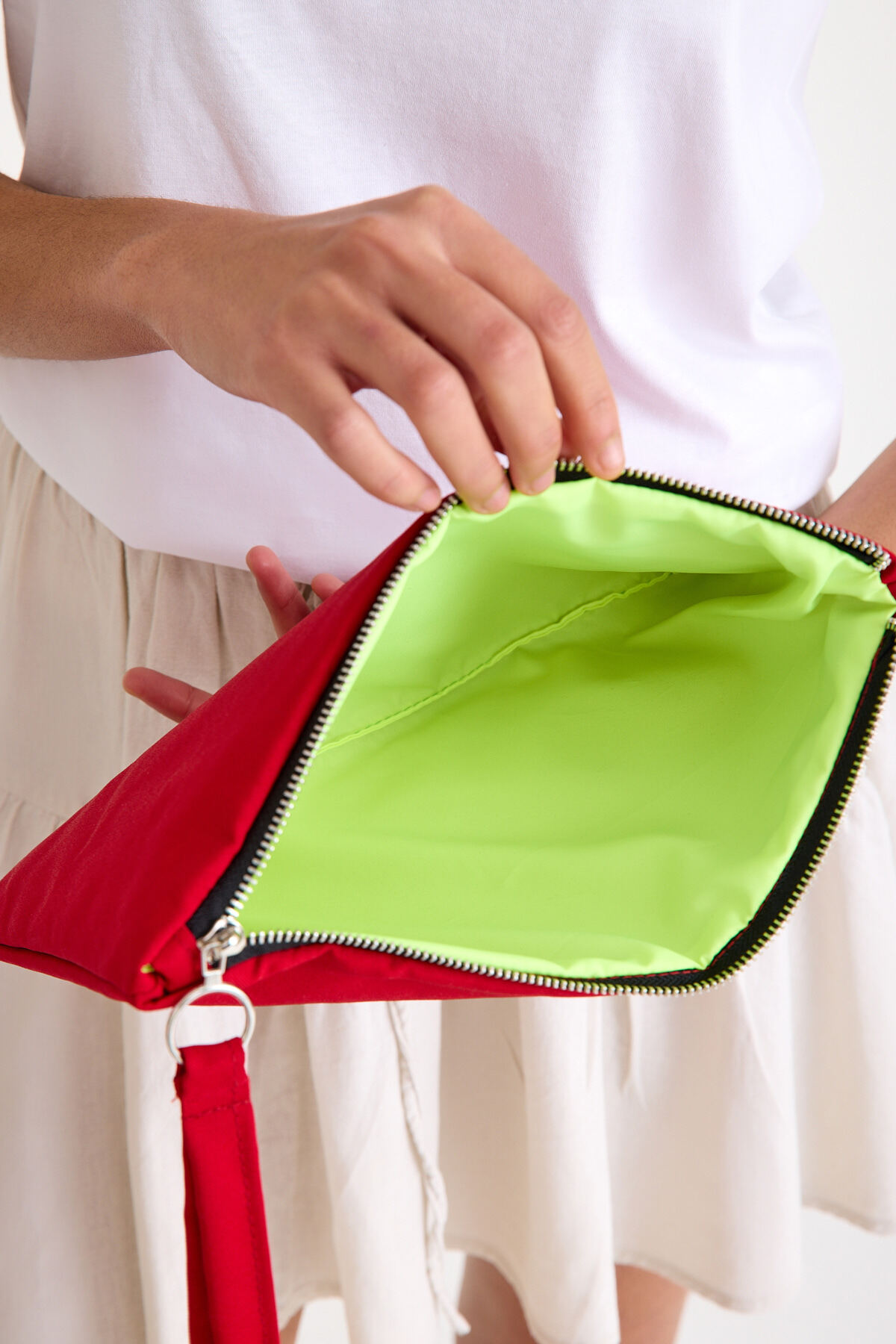 Simfa Premium Kadın Renkli Astarlı Fermuarlı Clutch El Çantası Portföy görsel 8