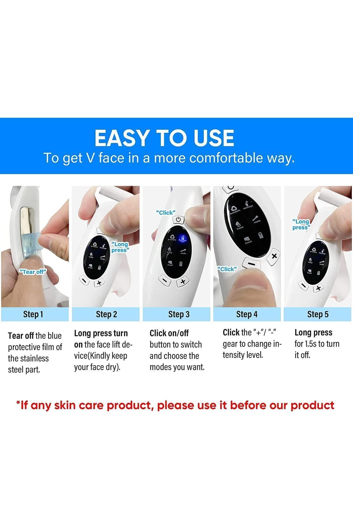 COOYA-Electric Skin Tightening Beauty Instrument,Portable V Line Shaping,5 Modes,8 Levels,For Facial 7