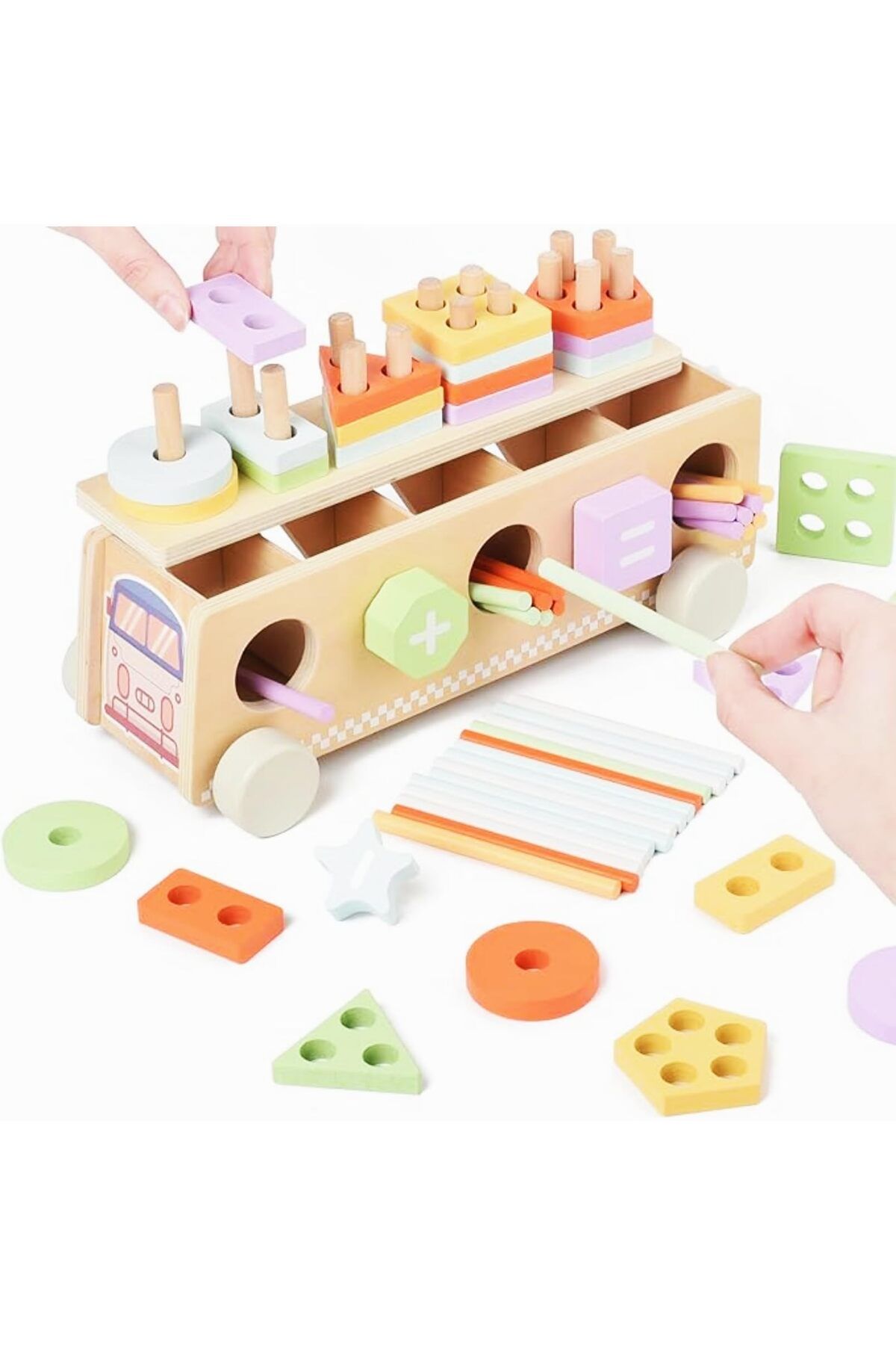 AM ANNA-Montessori Toys Wooden Color & Shape Sorting Learning Matching Box 1