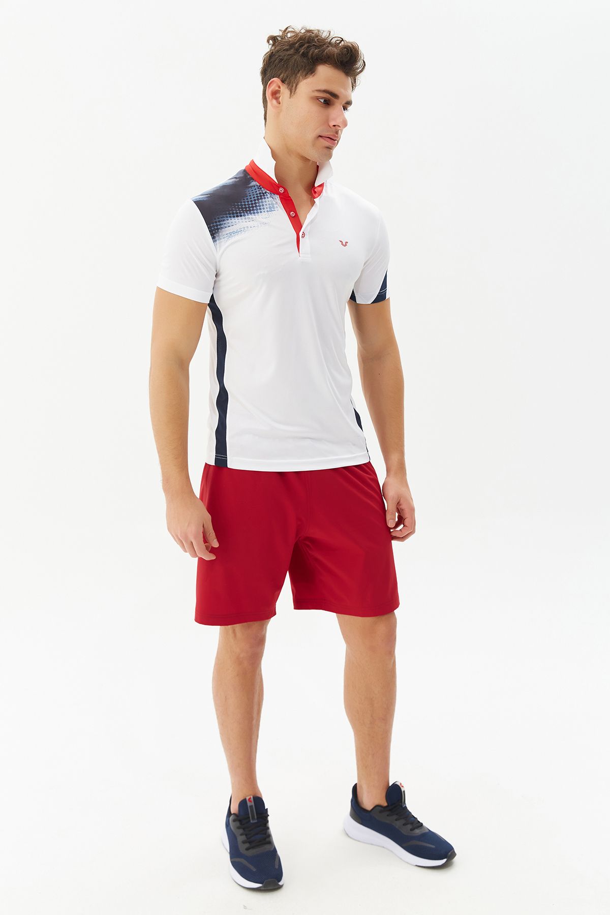 bilcee-Men's Polo Collar Buttoned White Knitted T-Shirt 3829 5