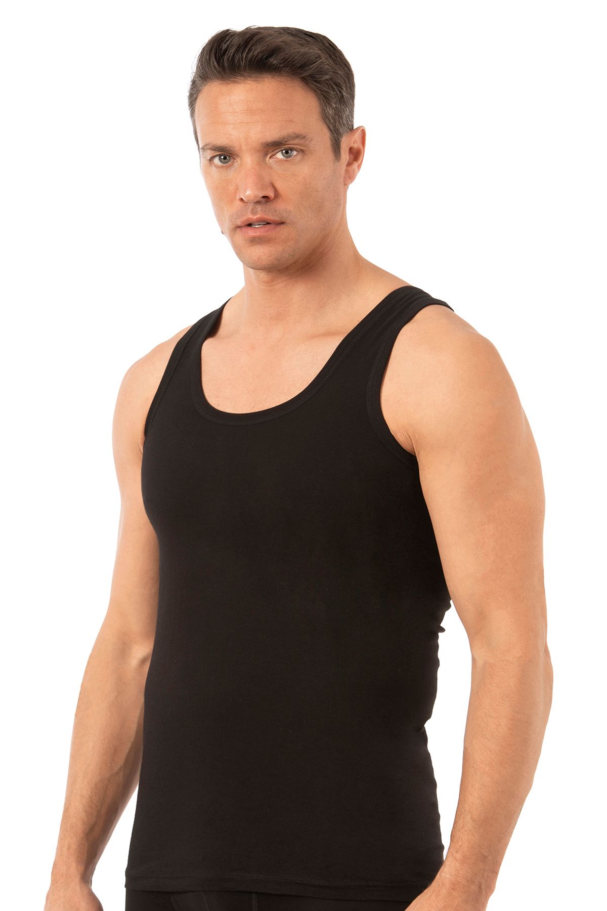 ÖZKAN underwear-Özkan 0050 2 Pack Ανδρικό βαμβακερό μονό ζέρσεϊ, εύκαμπτο άνετο εσώρουχο με χοντρό λουράκι 3