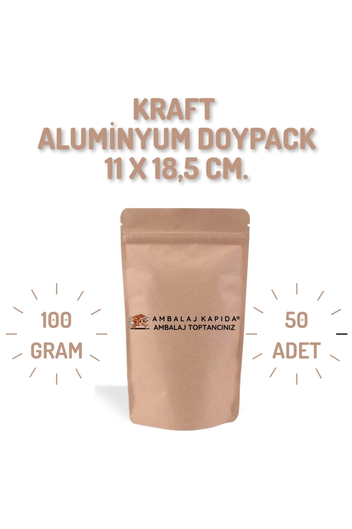 Doypack Kraft Locked 11x18.5*7-50 -pcs