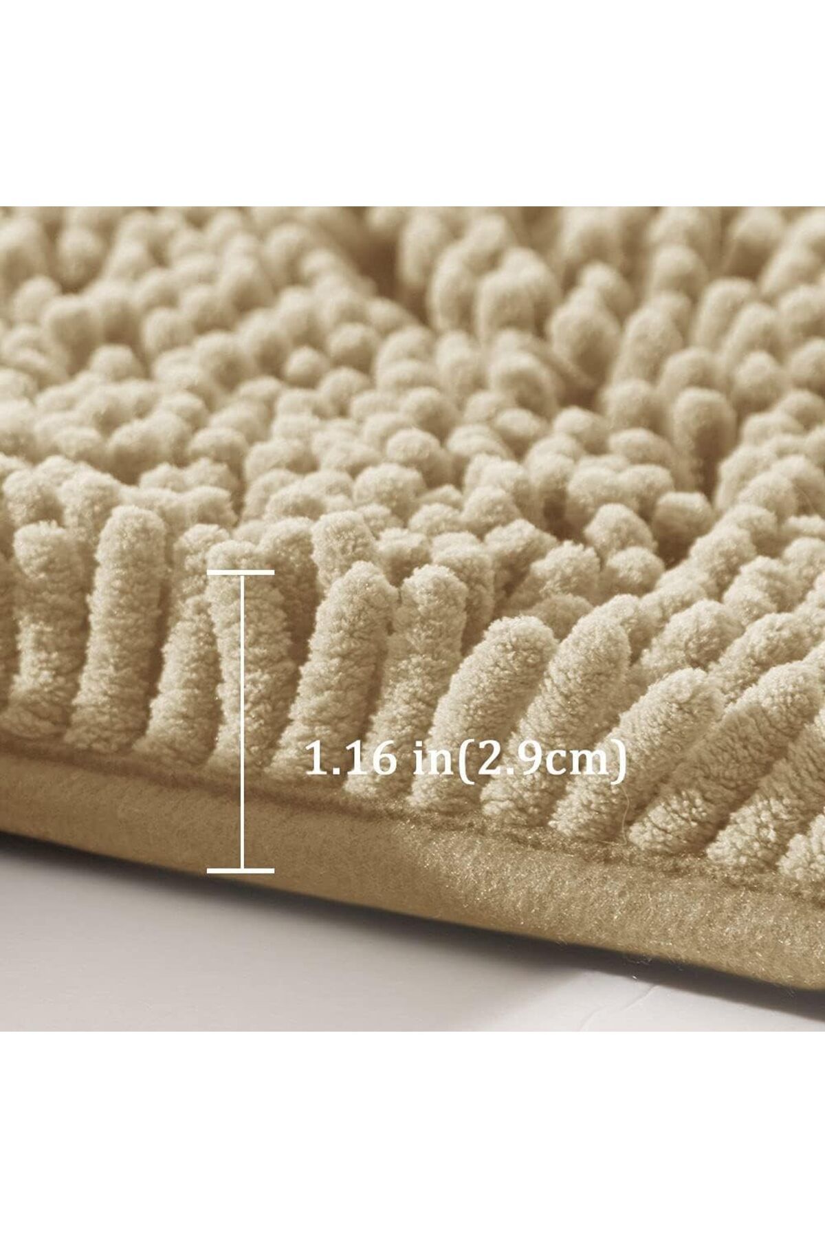 COOYA-Bath Mat, 80x50 cm Non-Slip, Soft Cozy Shaggy Durable Thick, Easier to Dry, Plush Rugs(Beige) 3