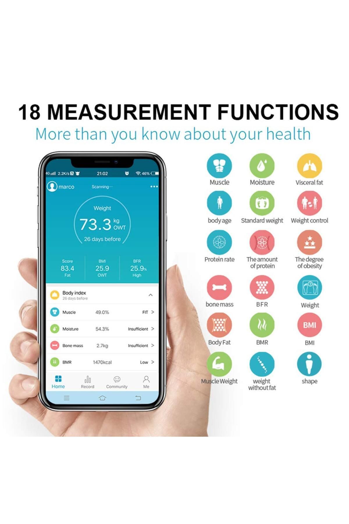 fulina-Small Scale, Bluetooth and Multi-language Support, Precise Measurement, 26 X 26 X 2cm, White 3