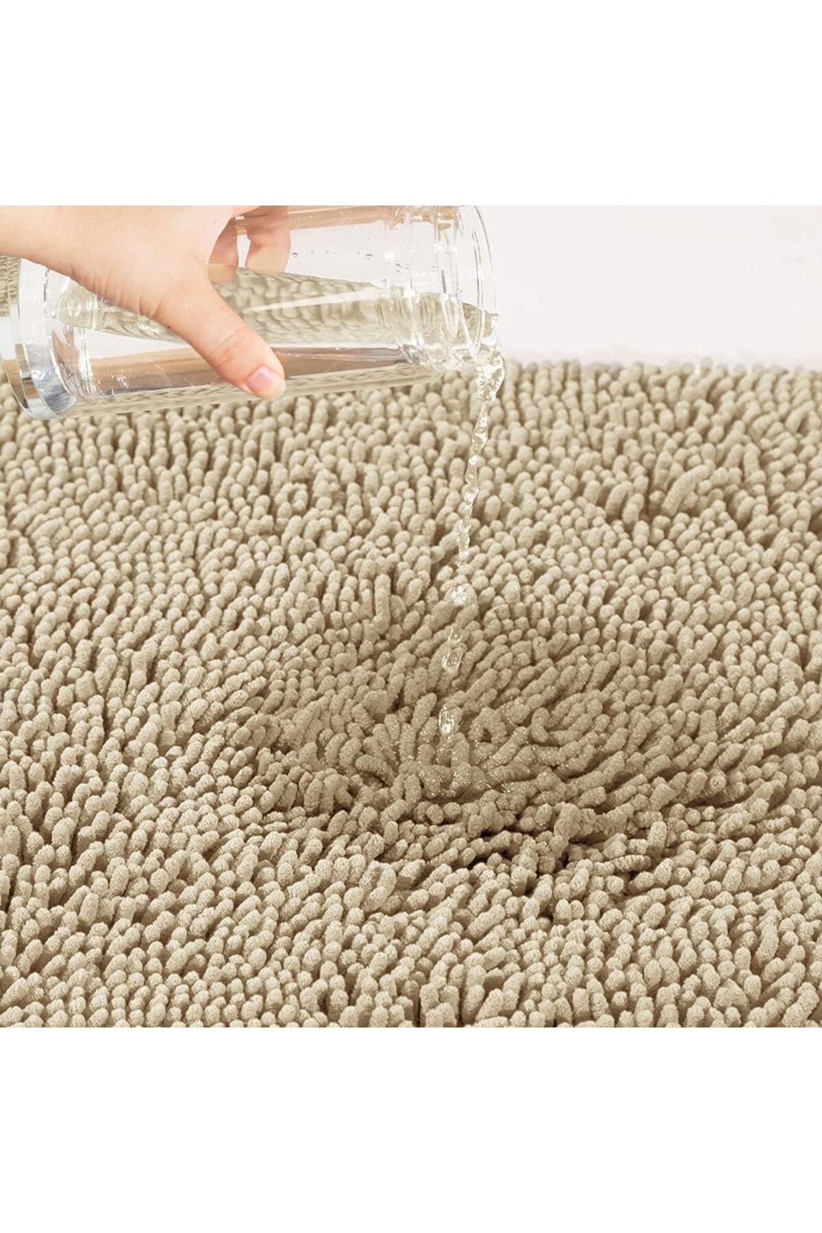 COOYA-Bath Mat, 80x50 cm Non-Slip, Soft Cozy Shaggy Durable Thick, Easier to Dry, Plush Rugs(Beige) 5