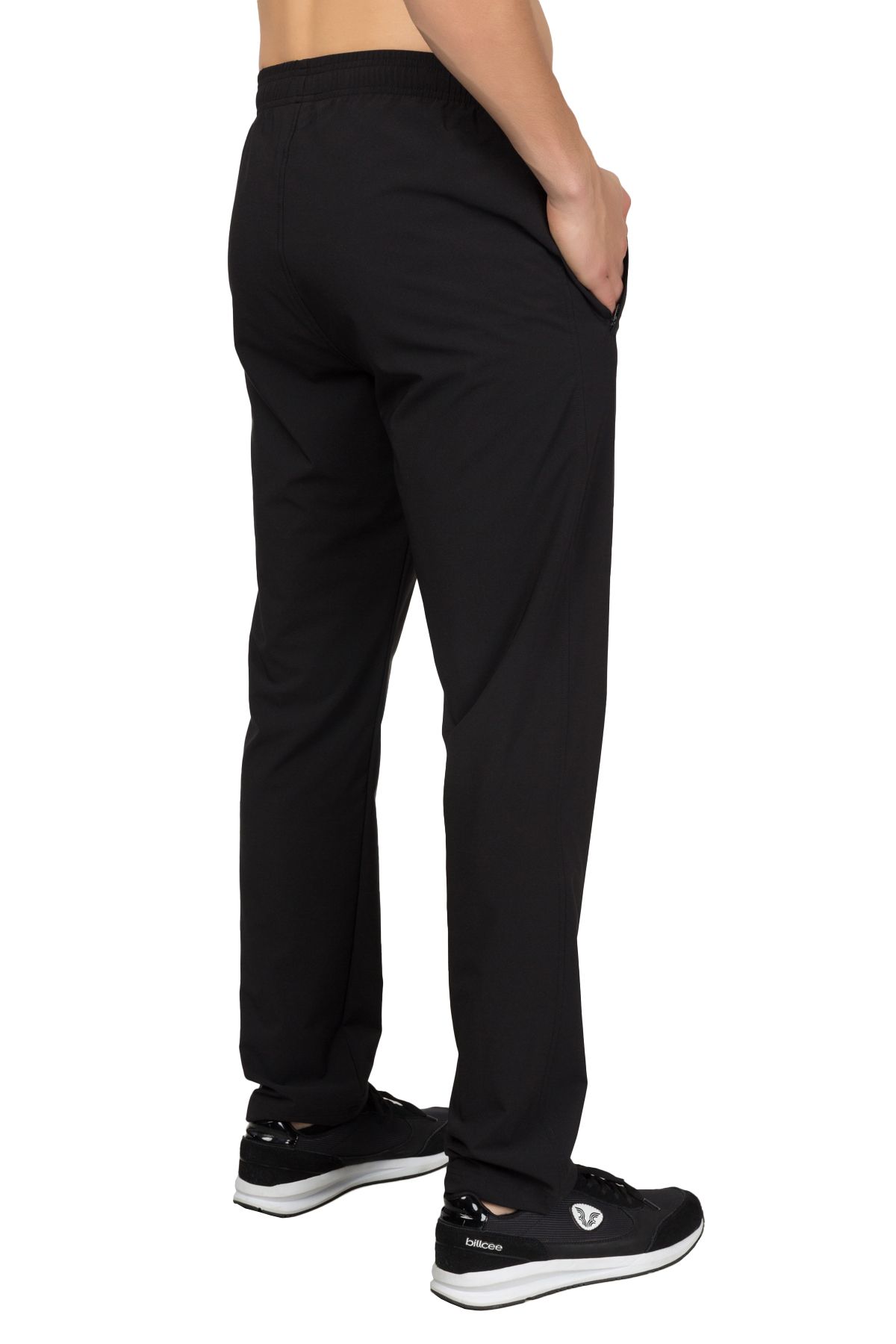 bilcee-Ανδρική μαύρη τσέπη Άνετη εφαρμογή Slim Bi-strech Sports and Casual Sweatpants 1721 4