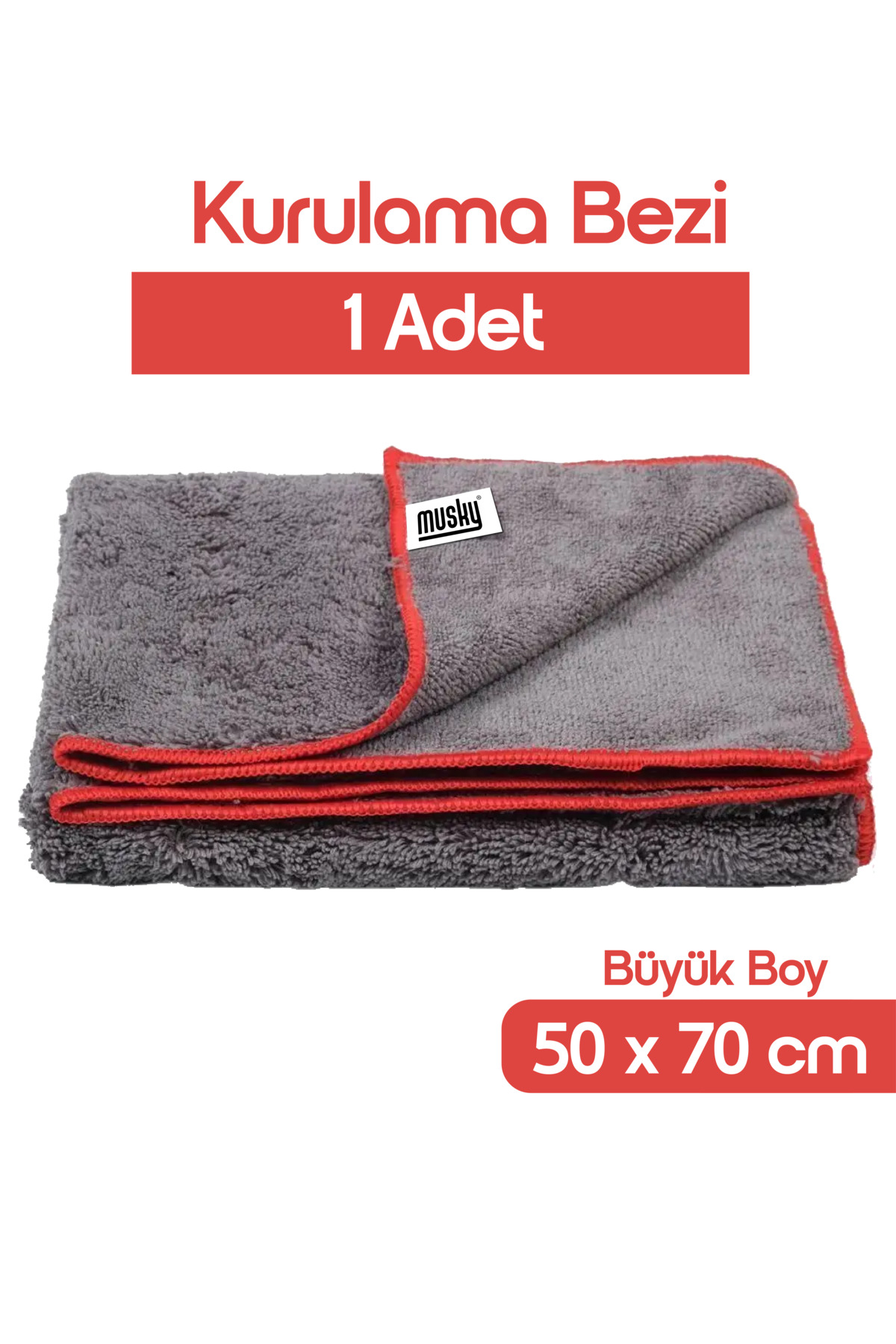 MUSKY Mikrofiber Kırmızı Biyeli Oto Yıkama ,kurulama ,araba Tank