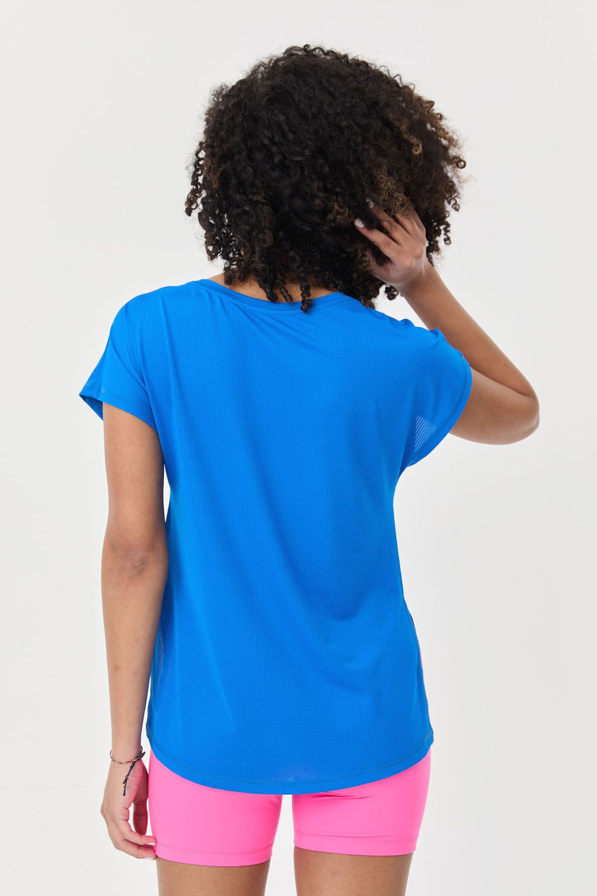 bilcee-Tricou albastru pentru femei - decolteu, vedere, spate scurt, lung casual și sport Model 9708 2
