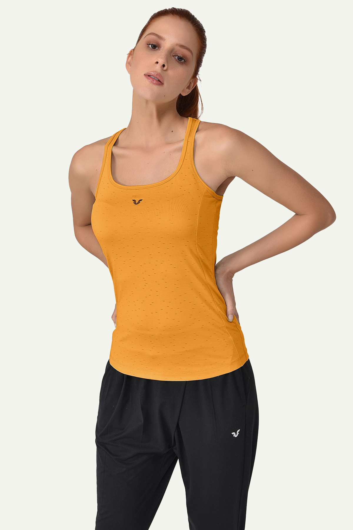 bilcee-Yellow Wide Collar Running Vest - Breathable Sleeveless Athlete T-Shirt 8604 4