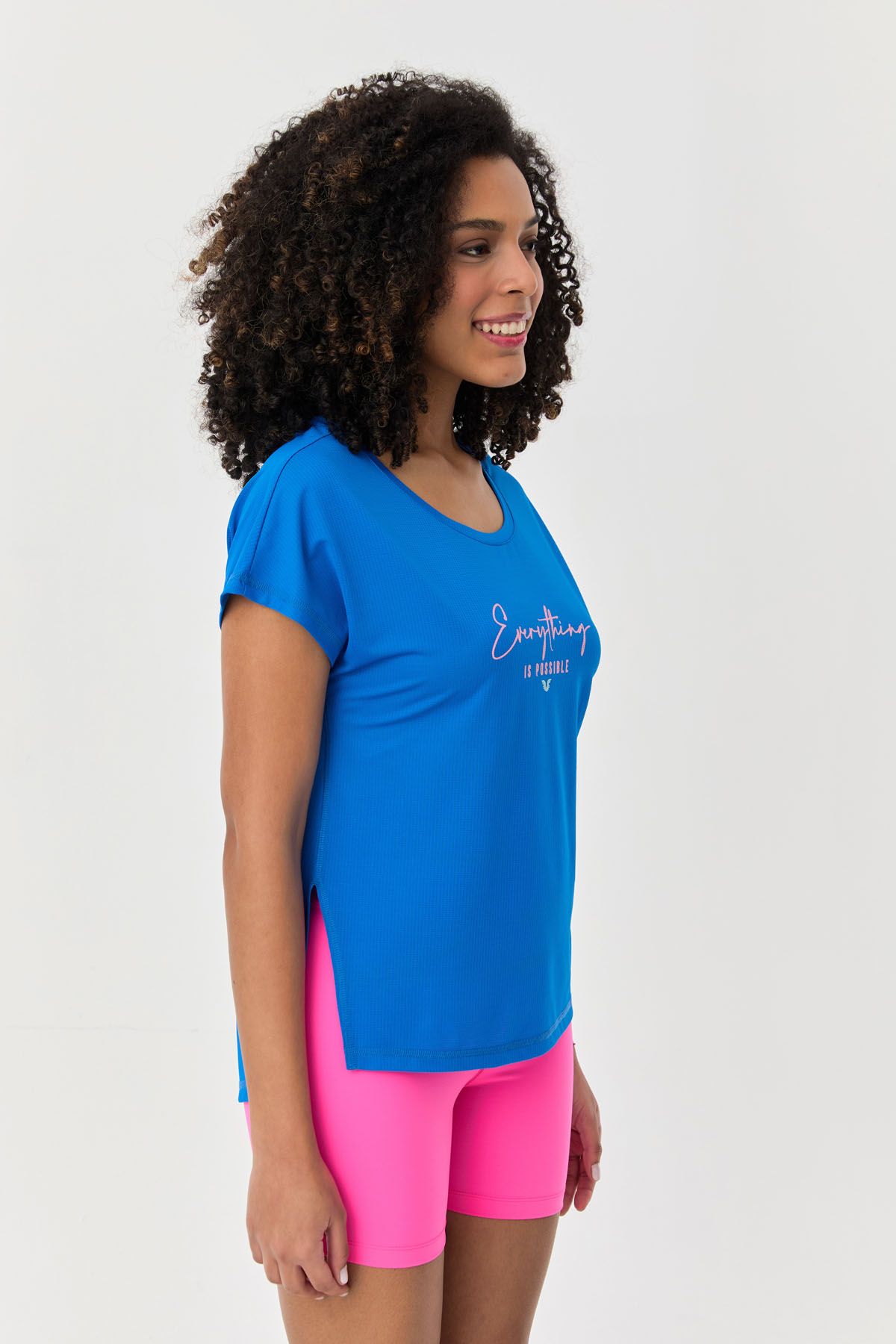 bilcee-Tricou albastru pentru femei - decolteu, vedere, spate scurt, lung casual și sport Model 9708 5