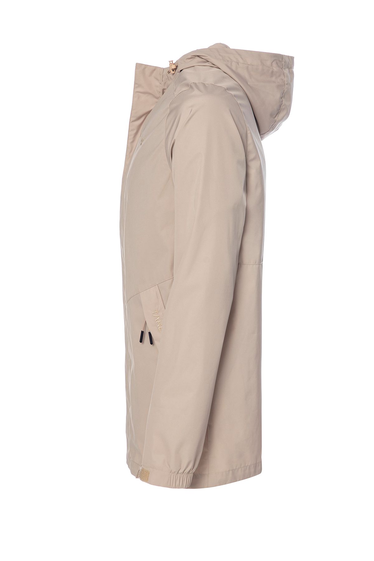 bilcee-Men's Cream Hooded Zippered Raincoat 8437 4