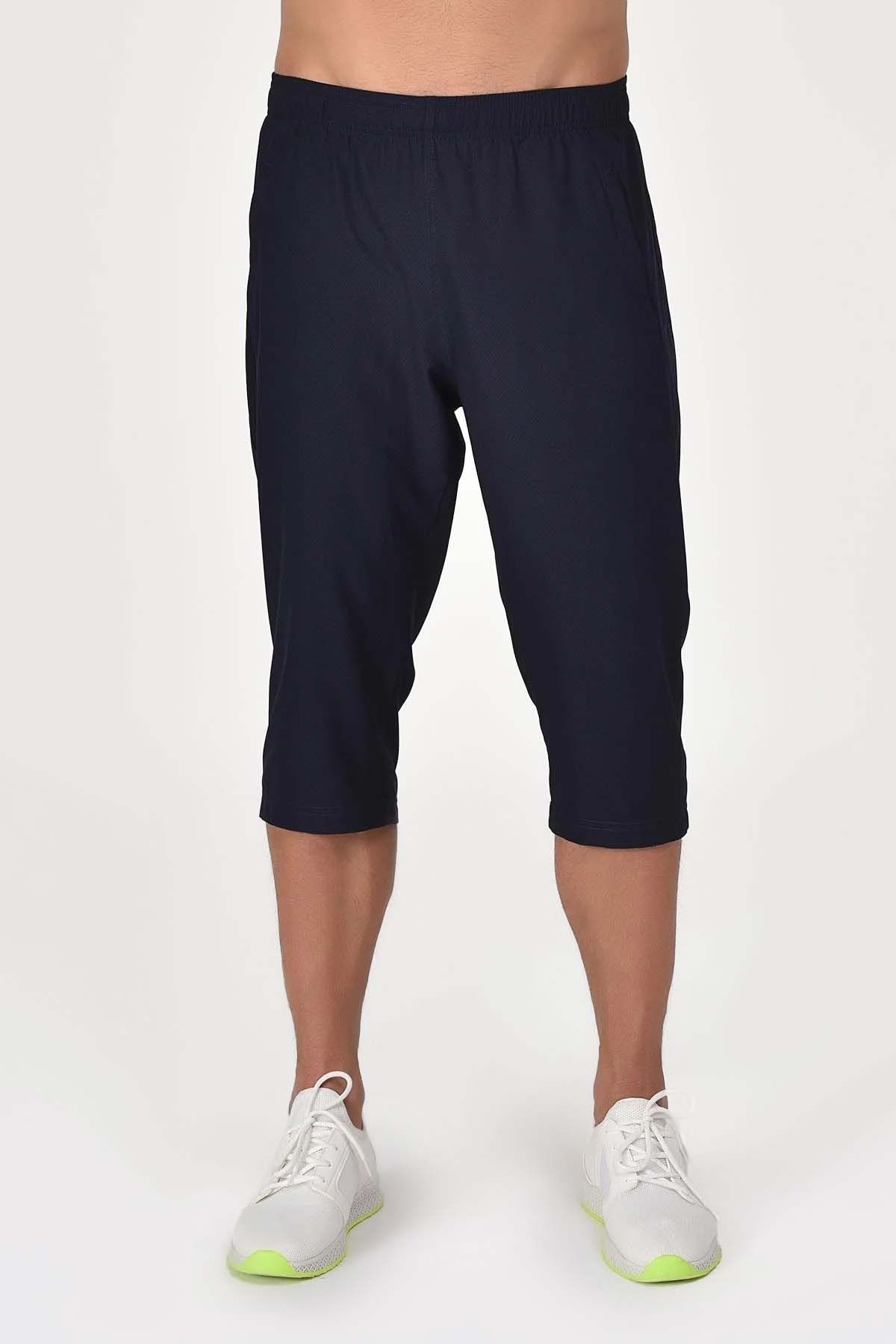 bilcee Pantaloni Scurți Capri Subțiri De Vară, Albastru Bleumarin, Cu Buzunar, 8242 Masculin - M
