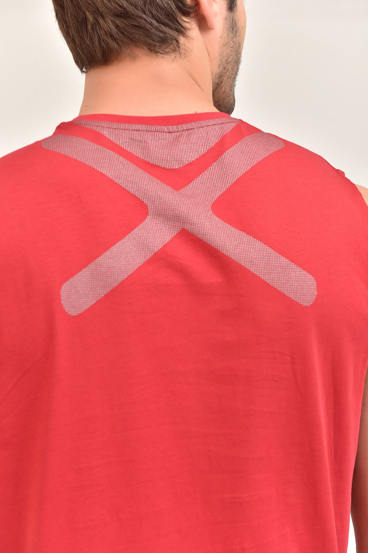 bilcee-Men's Claret Red Undershirt - Printed Back, Zero Arm, for Training and Running 1622 6