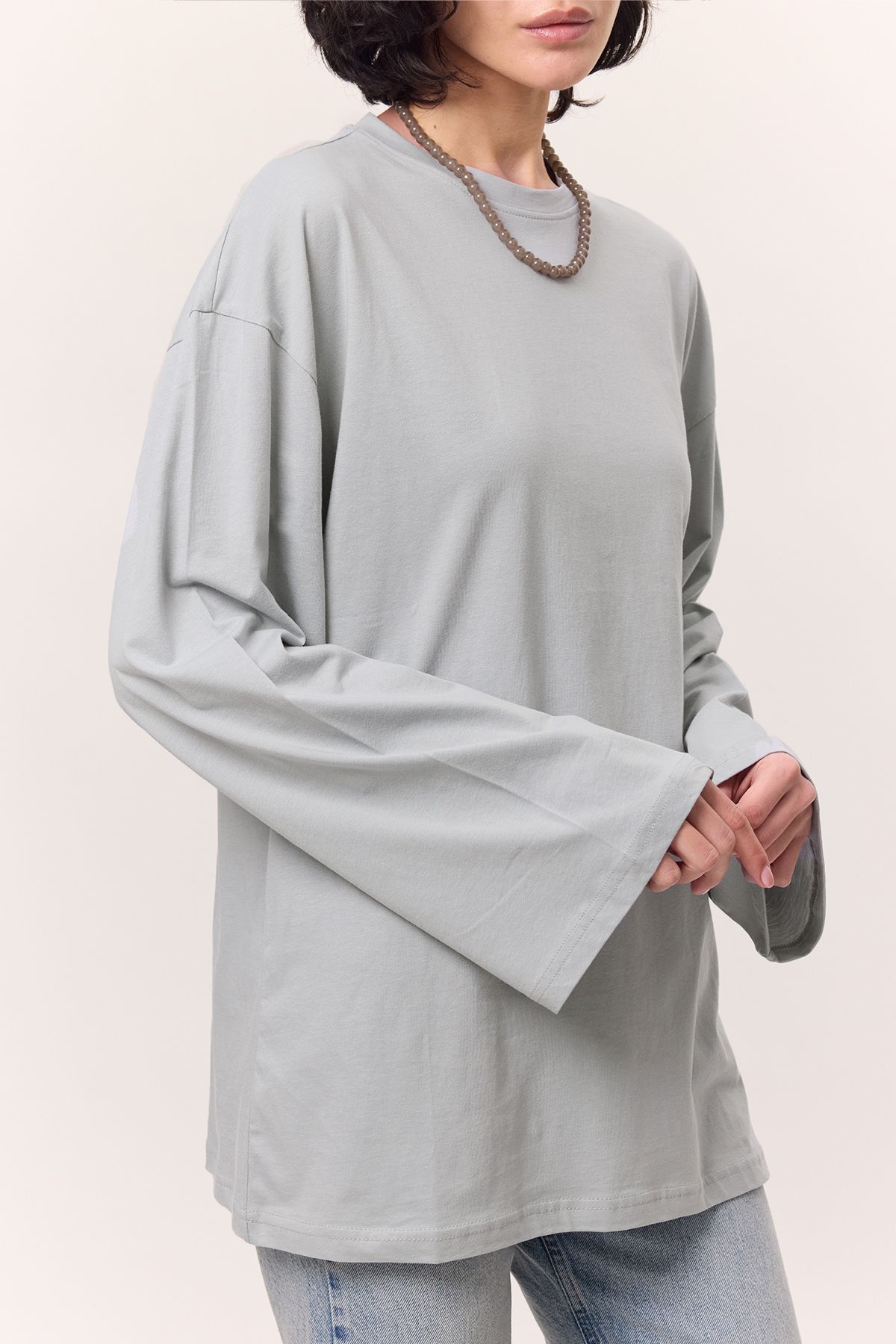 Manuka-Tricou oversize cu maneca larga - Albastru deschis 5