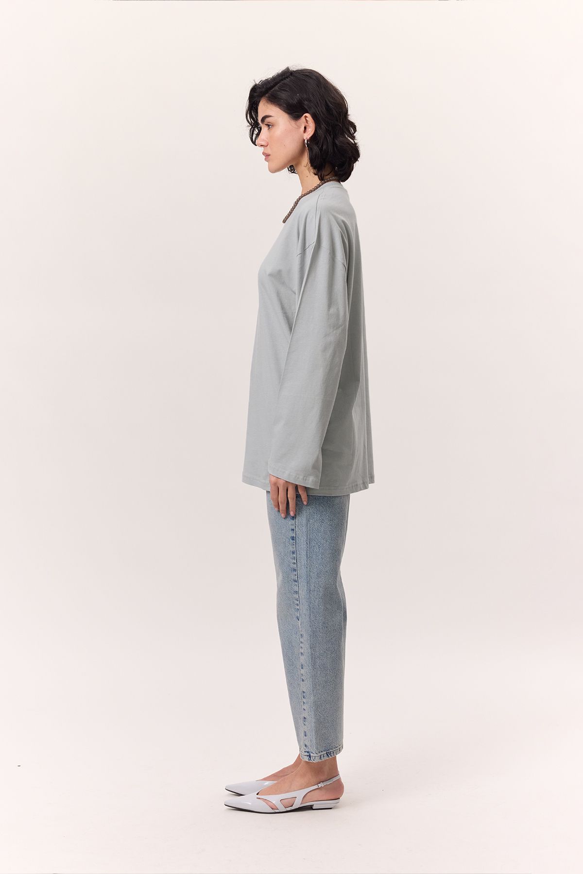 Manuka-Tricou oversize cu maneca larga - Albastru deschis 6