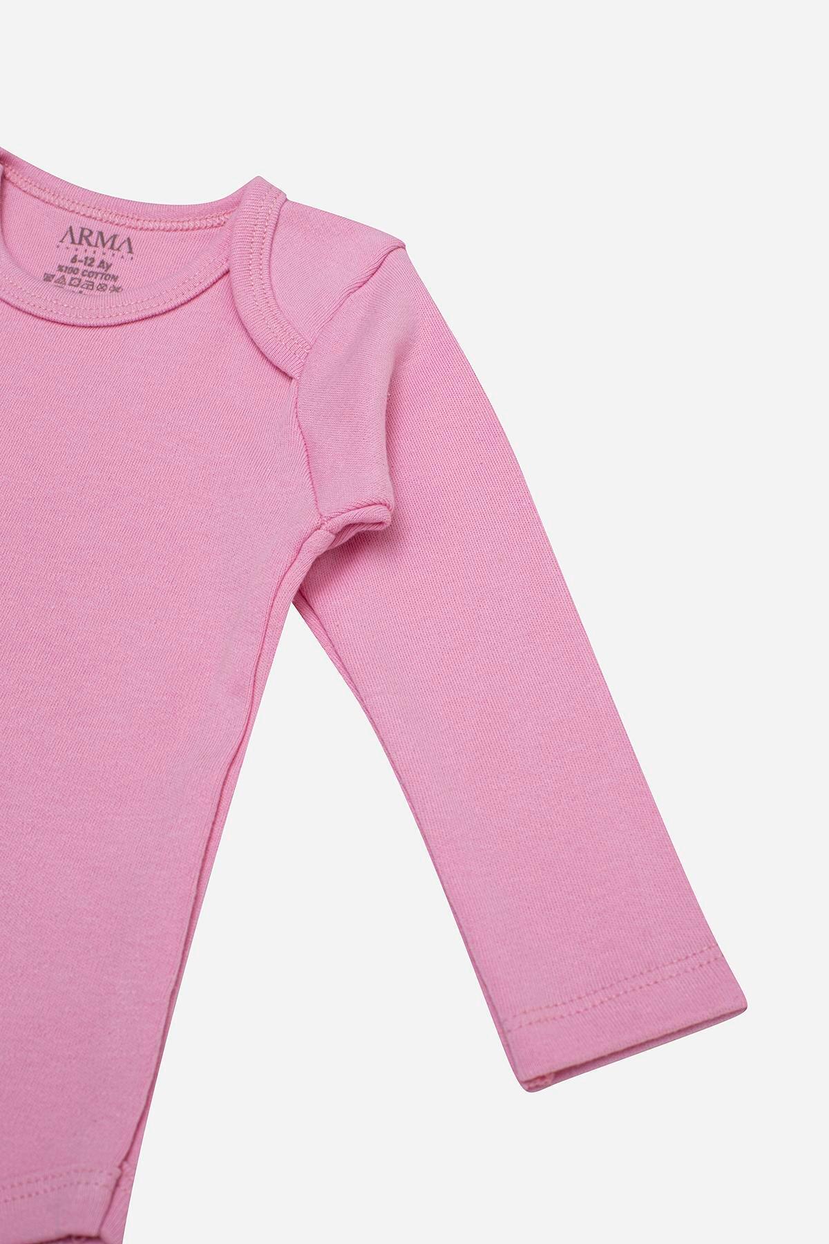 Arma Yıldız %100 Organik Pamuklu Pembe Uzun Kollu Bebek Body 5'li Paket fotoğrafı 4 (önizleme)