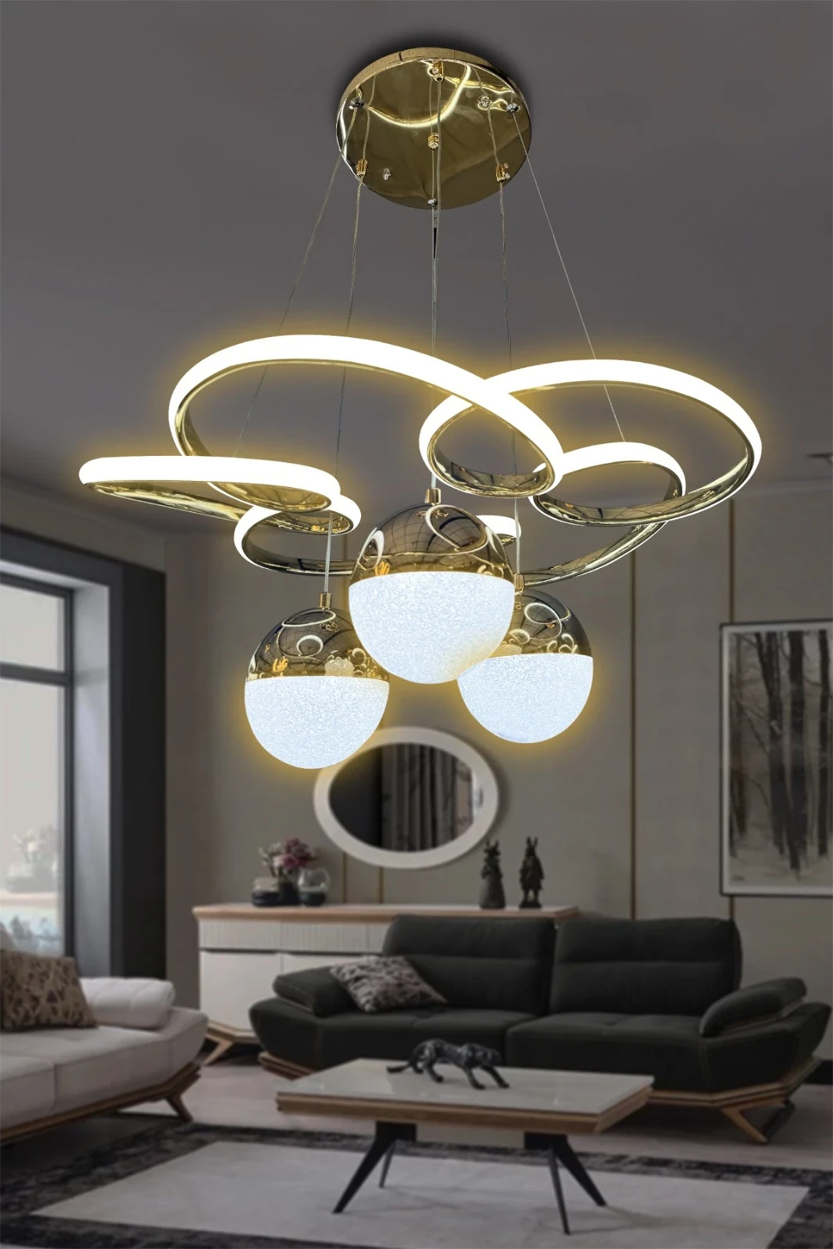RSCOLLECTIONS Florya Modern Sarkıt 3 Toplu Powerled Ledli Avize