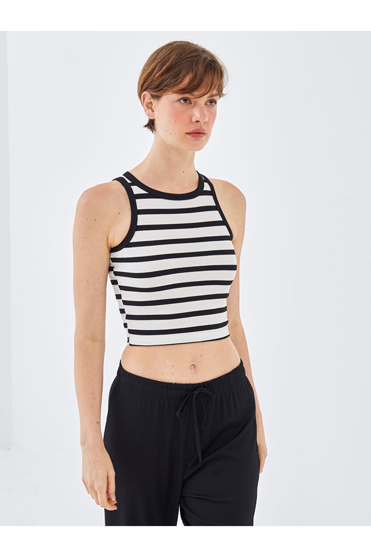 LC Waikiki LCW Halter Yaka Çizgili Kadın Crop