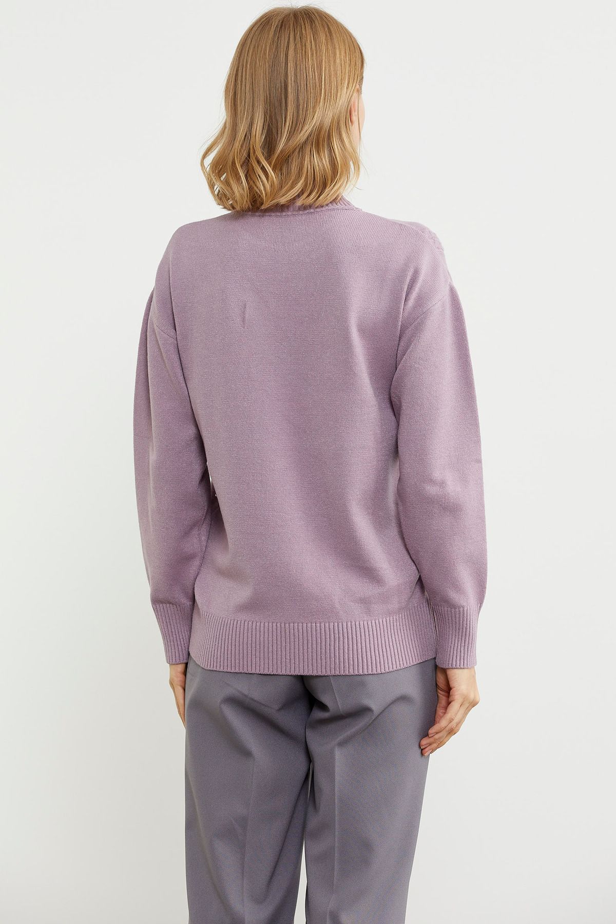 Sementa-Half Fisherman Patterned Basic Knitwear Sweater - Rose 5