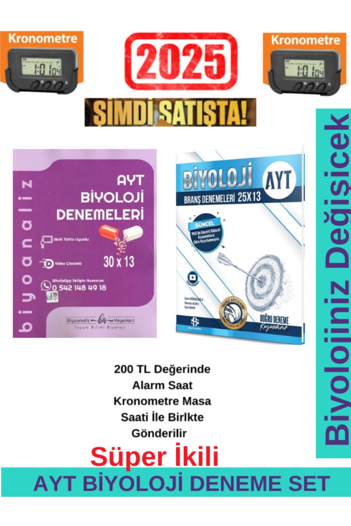 Biyotik Yayınları Biyoanaliz 2025 AYT Biyoloji 30x13 Denemeleri+Sarmal Ayt Biyoloji 25x13  Branş Deneme+Kronometre