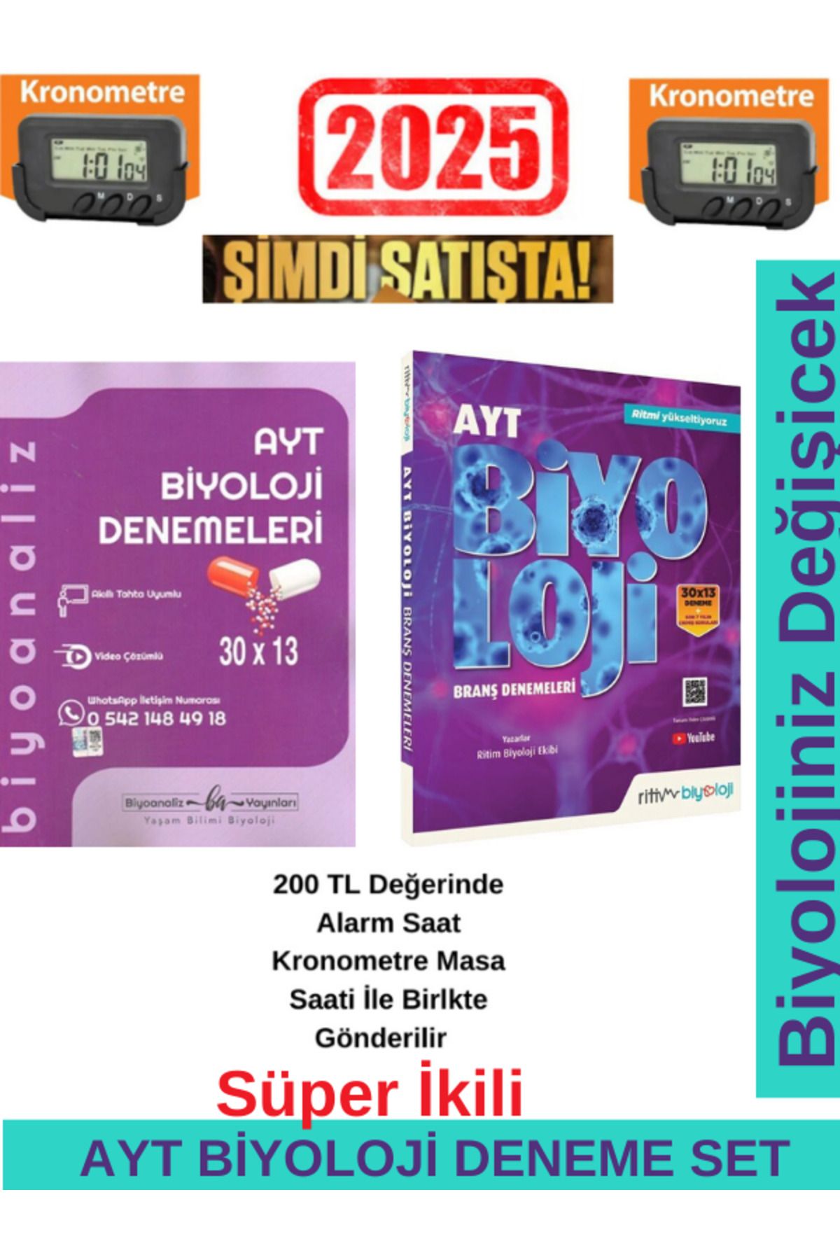 Biyotik Yayınları Biyoanaliz 2025 AYT Biyoloji 30x13 Denemeleri+Ritim Biyoloji AYT Biyoloji 30x 3 Branş Deneme Seti