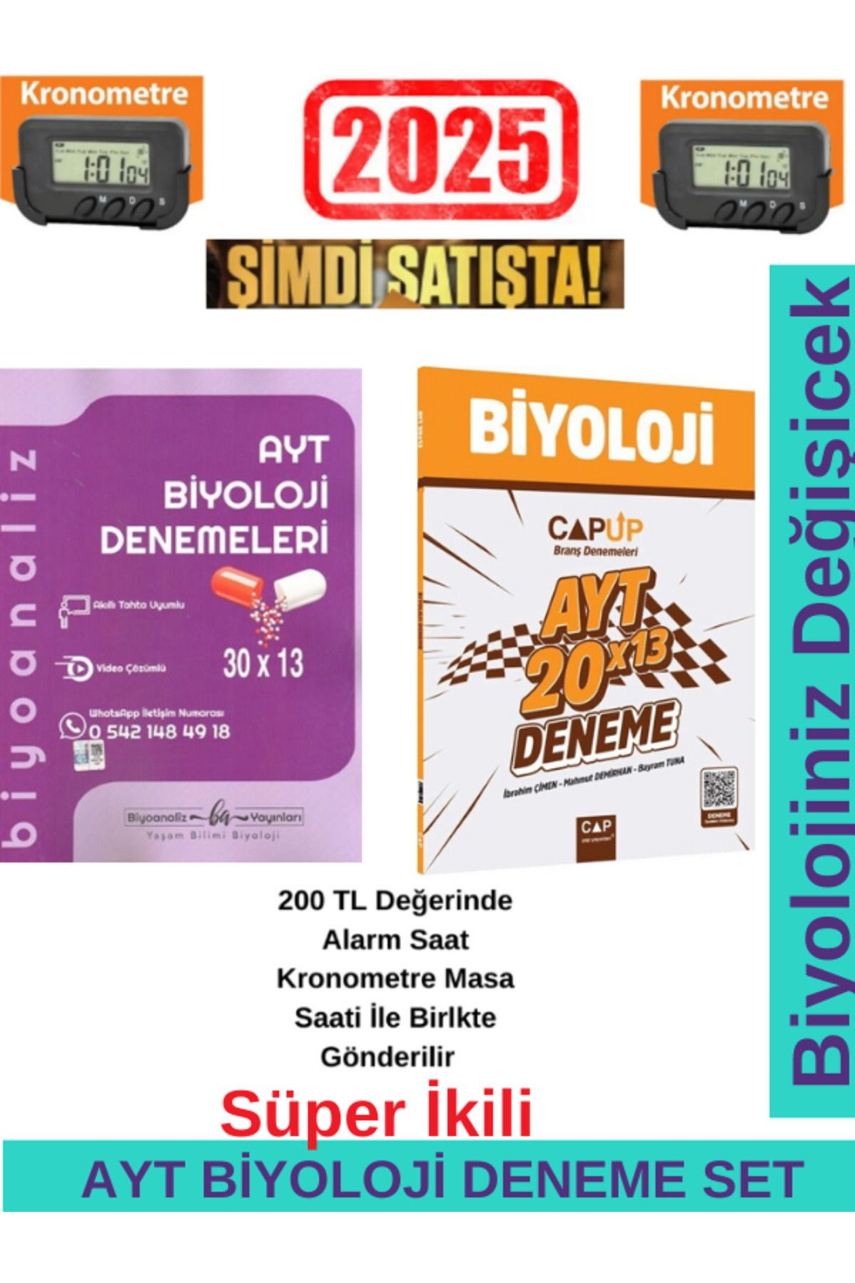 Biyotik Yayınları Biyoanaliz 2025 AYT Biyoloji 30x13 Denemeleri+Çap Ayt Biyoloji 20x13 Branş Deneme Seti+Kronometre