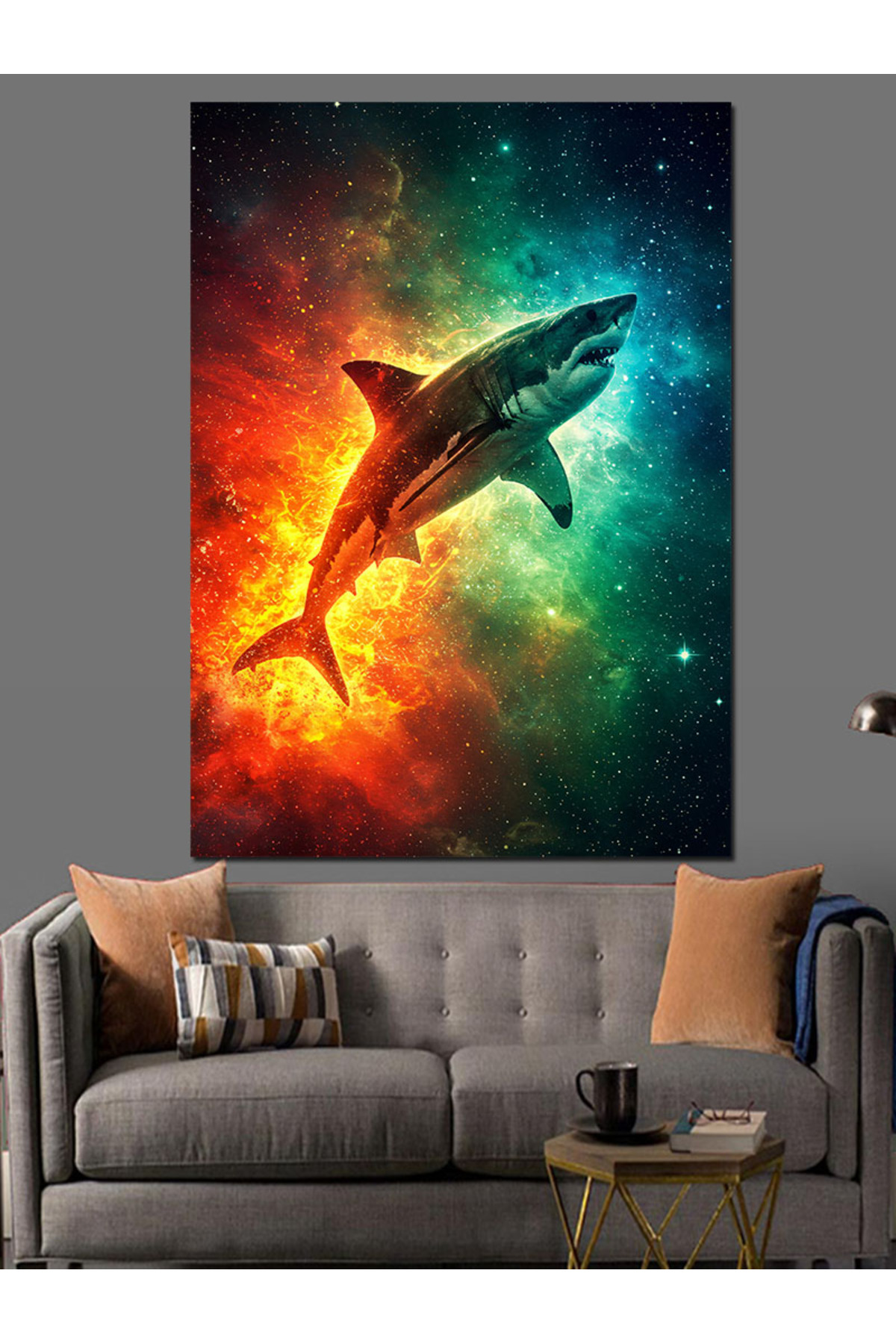 karizmart Desen De Rechin În Spațiu Pânză Decorativă - Lemn Mdf - 18 x 27