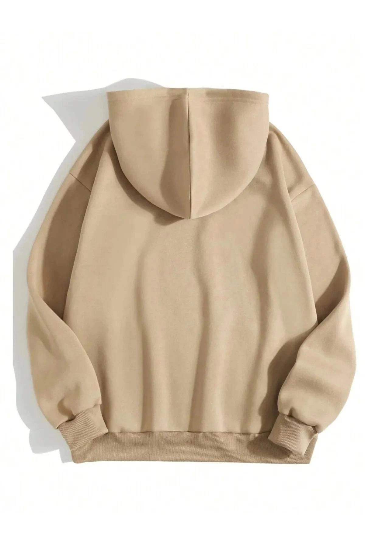 pilelistore Düz Kapüşonlu Sweat - Bej fotoğrafı 2 (önizleme)