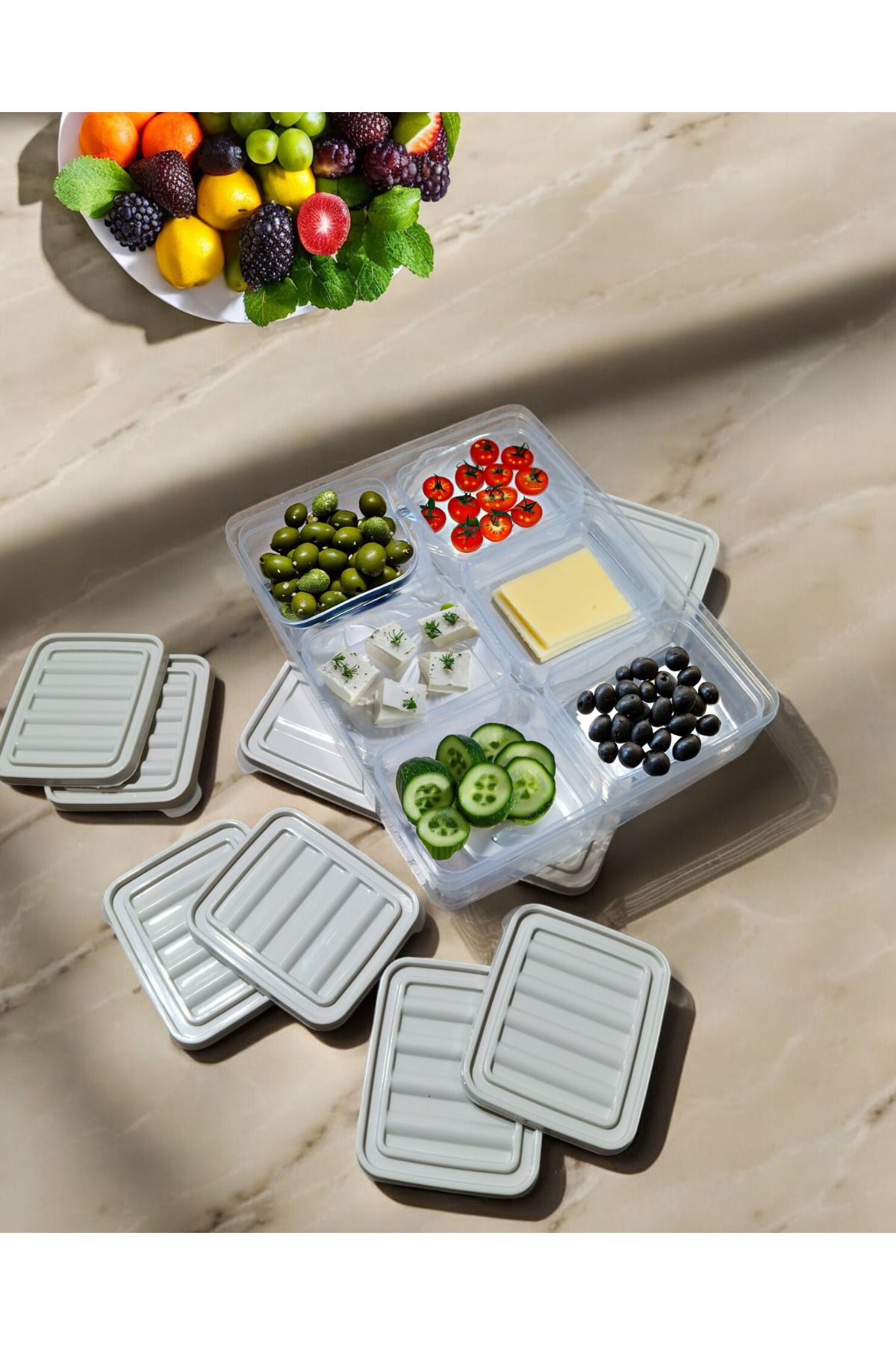 safestore-7 Piece Compartmented Leak Proof Storage Container Breakfast and Icebox Storage Container Set with Vacuum Lid 4
