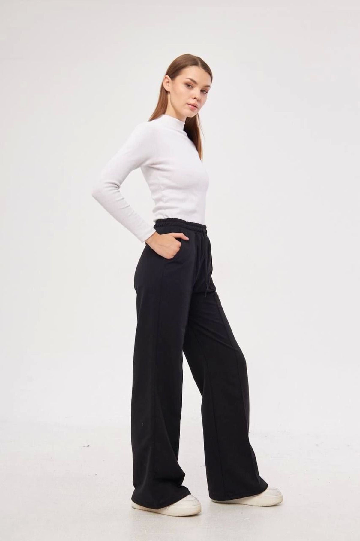 Vemora İki iplik Bol Paça Eşofman Pantalon - Siyah
