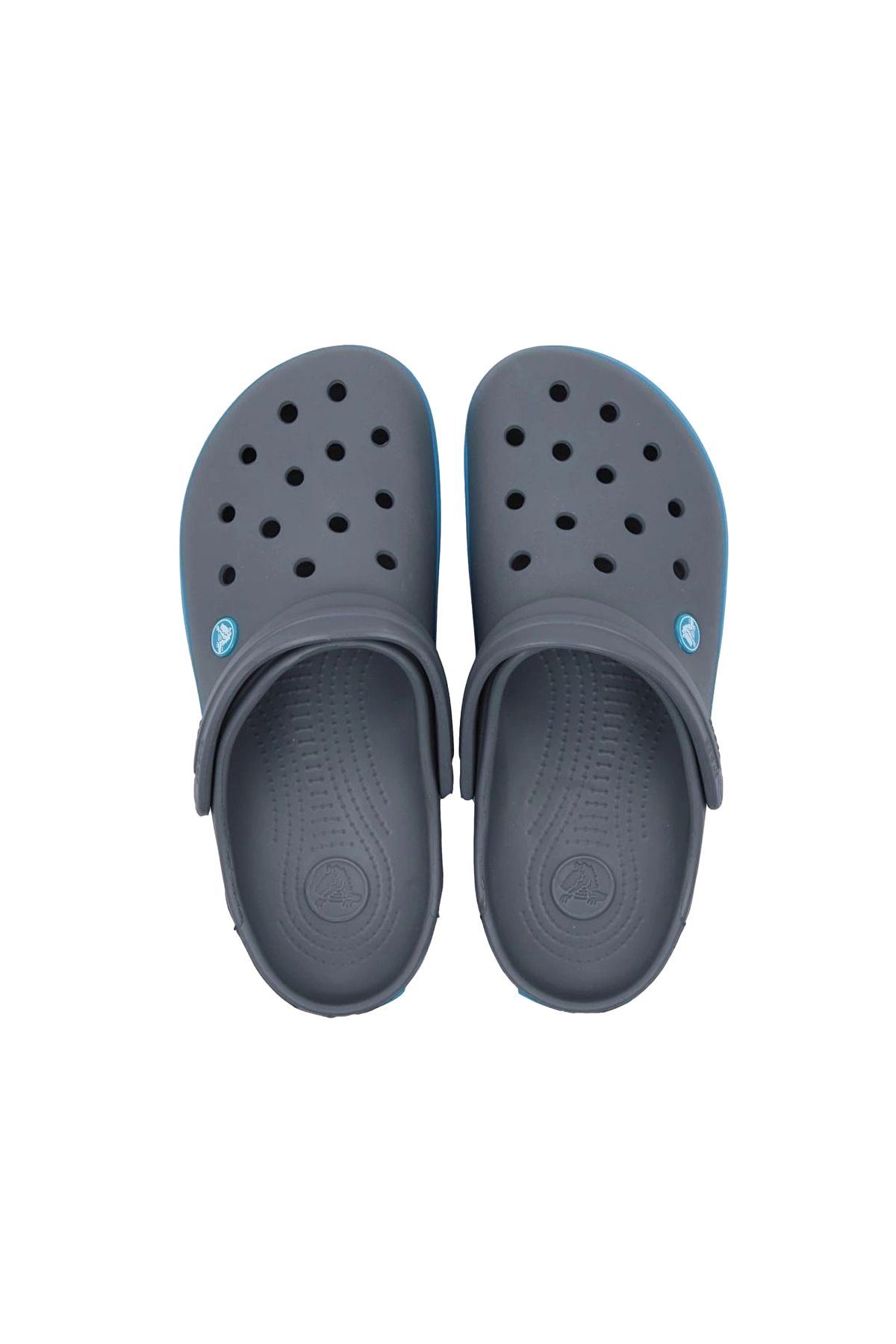 Crocs-Тъмно сиви унисекс чехли с Crocband Edge на синьо и бяло райе 5