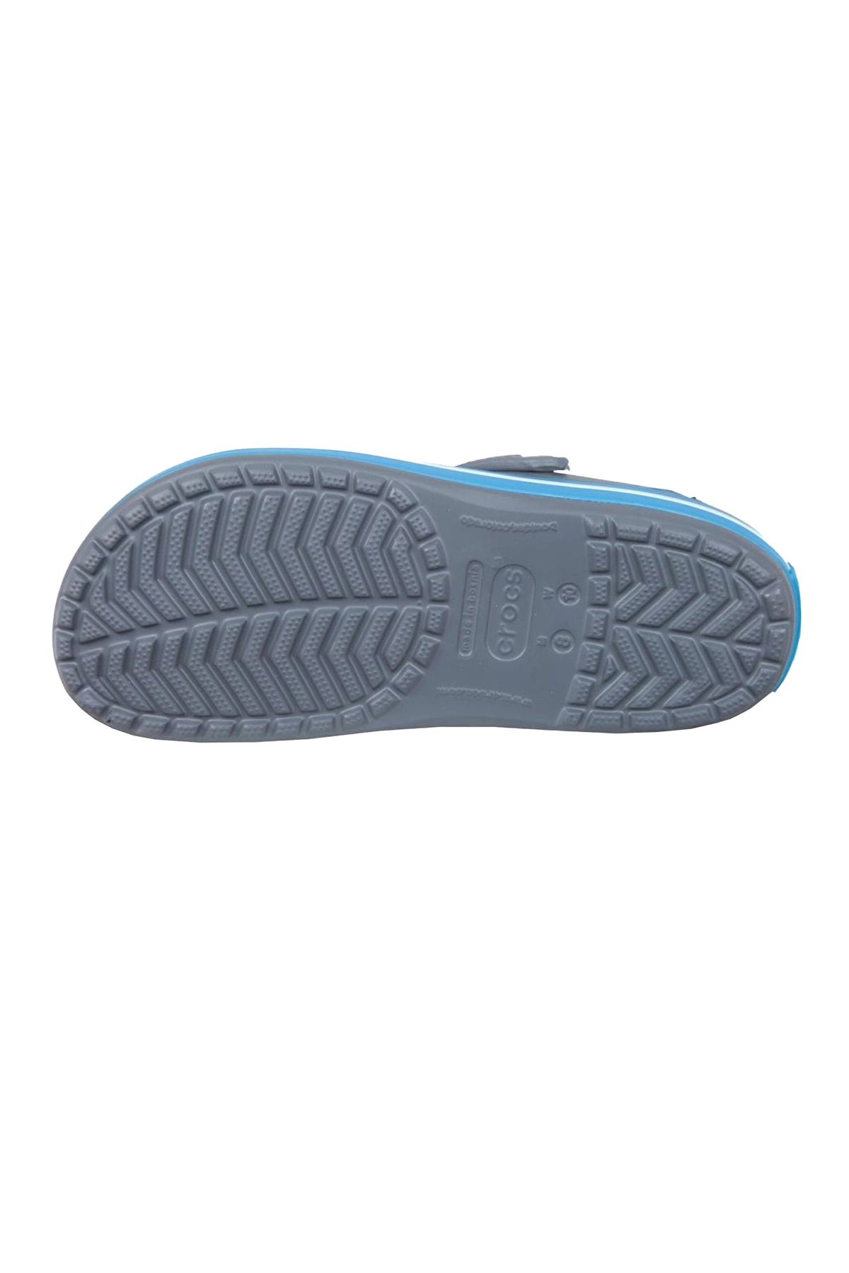 Crocs-Тъмно сиви унисекс чехли с Crocband Edge на синьо и бяло райе 4
