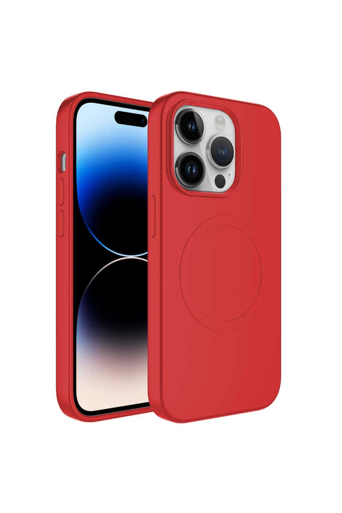halkhouse Apple iPhone 13 Pro Kılıf Magsafe Wireless Şarj Özellikli Pastel Renk Silikon Esnek Plas Kapak