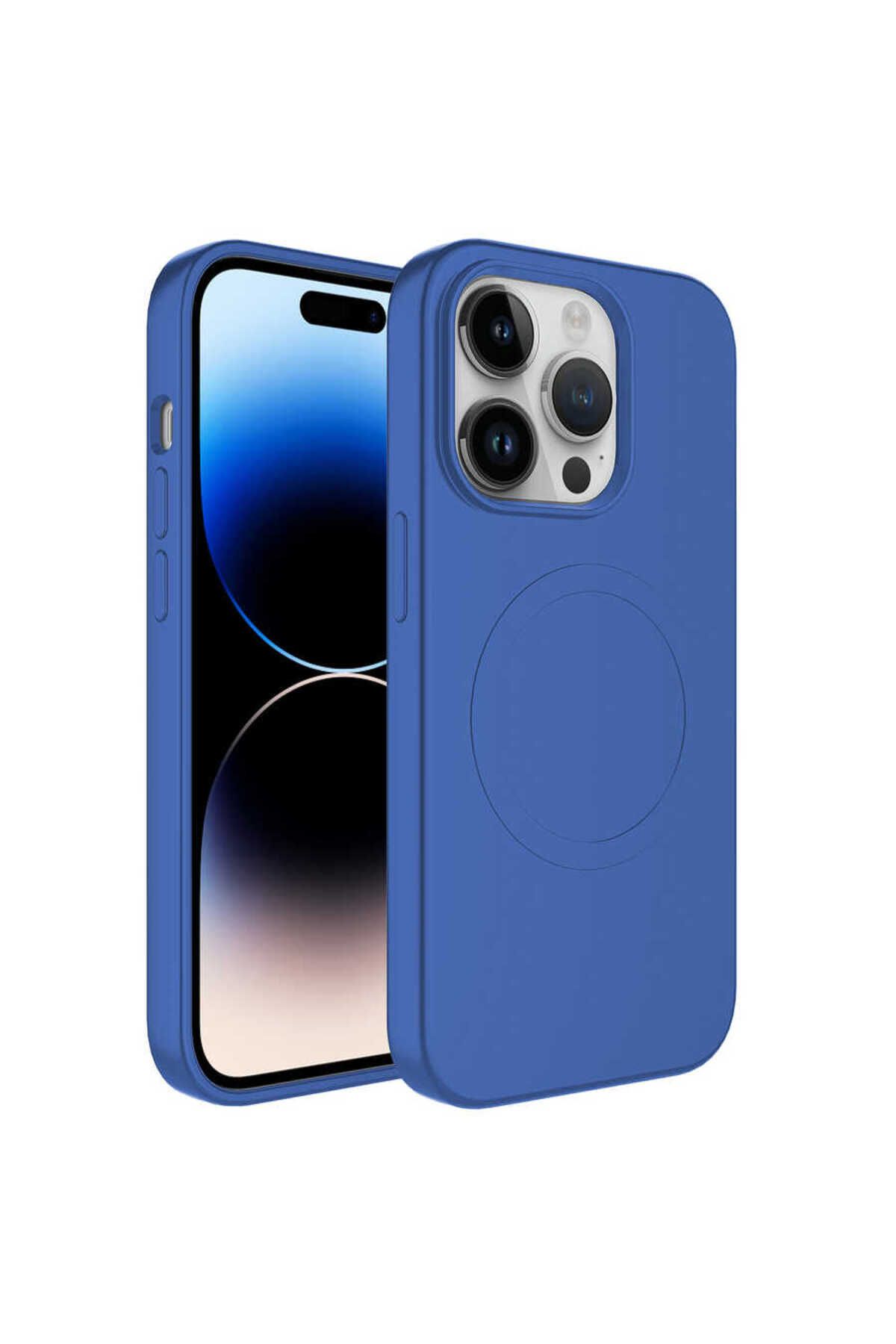 halkhouse Apple iPhone 13 Pro Kılıf Magsafe Wireless Şarj Özellikli Pastel Renk Silikon Esnek Plas Kapak