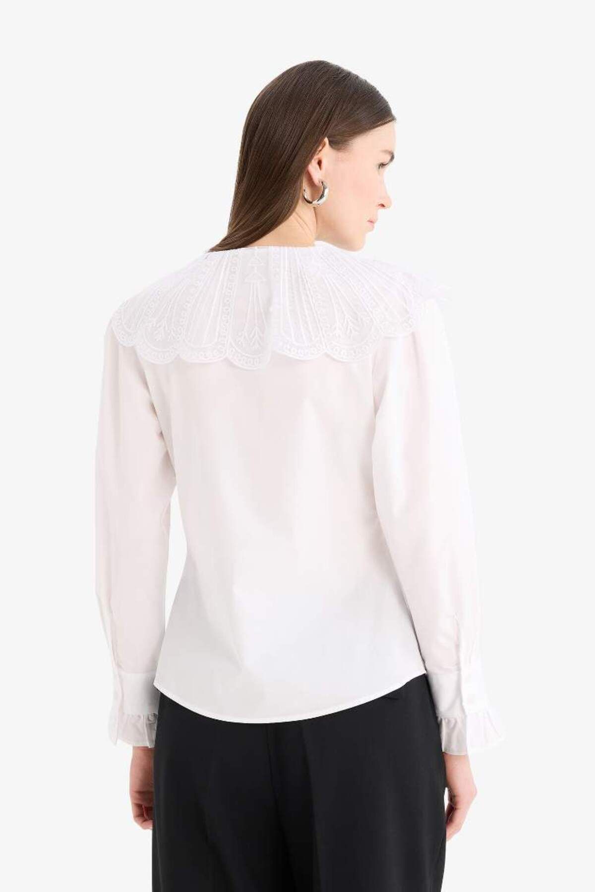 DeFacto-New Season Regular Fit Wide Collar Poplin Long Sleeve Shirt Tunic 7
