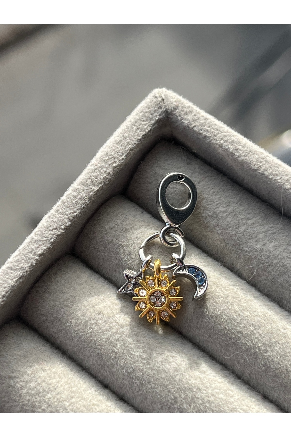 asaf Güneş Ay Yıldız Sallantılı Charm | Asafaccessory