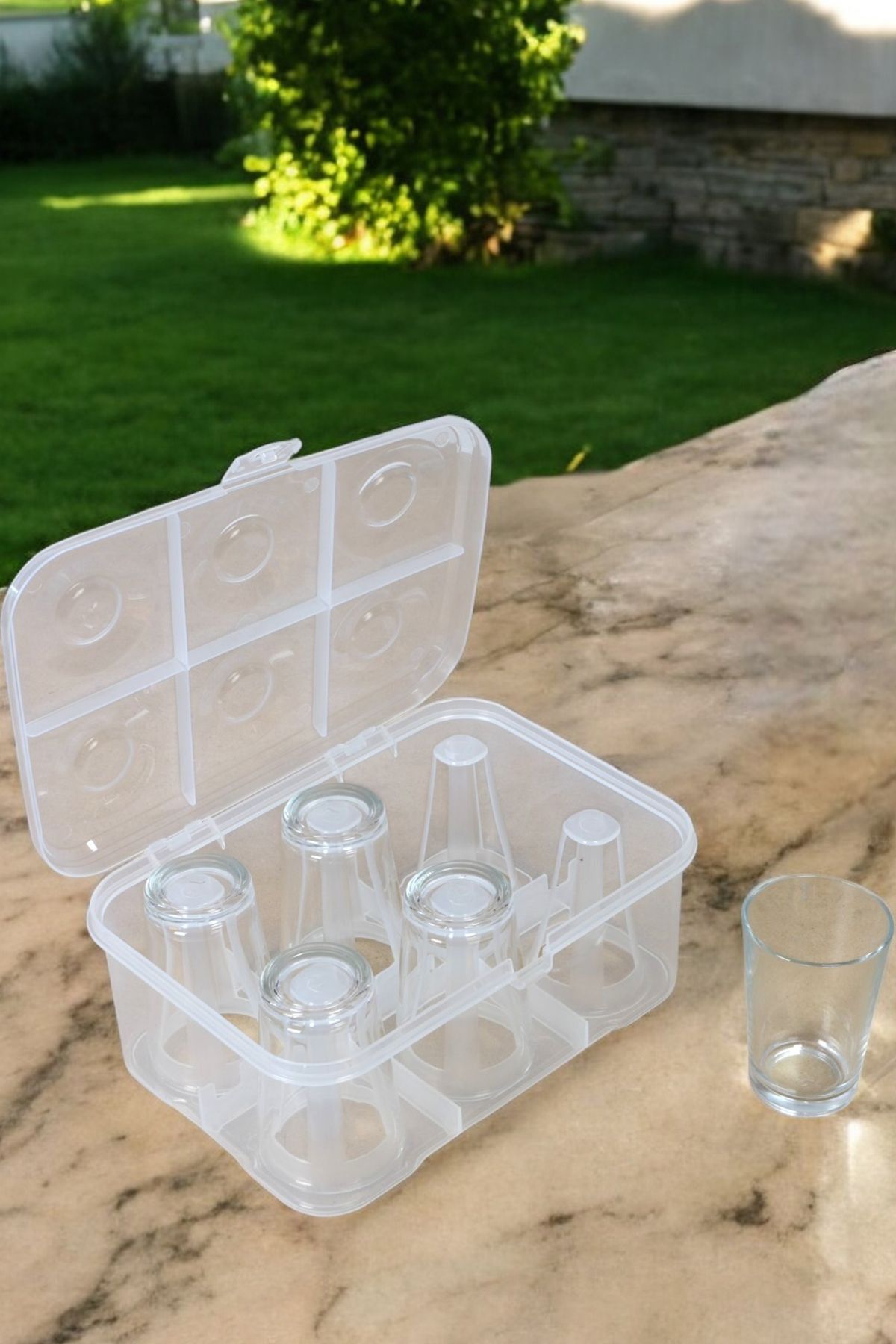 İronika Şeffaf Su Bardağı Taşıma Kutusu 6 Bardaklı Kırılmayı Önleyici Esnek Plastik Piknik Kutusu