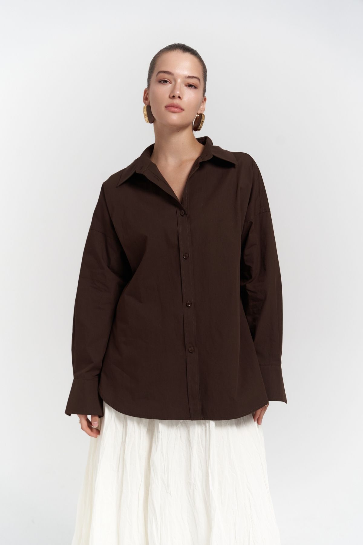 Mai-Cămașă maro oversize Phoebe 6