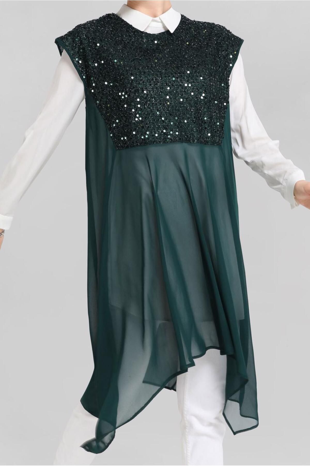 Alvina-40569 Model Double Tunic with Sequins 4