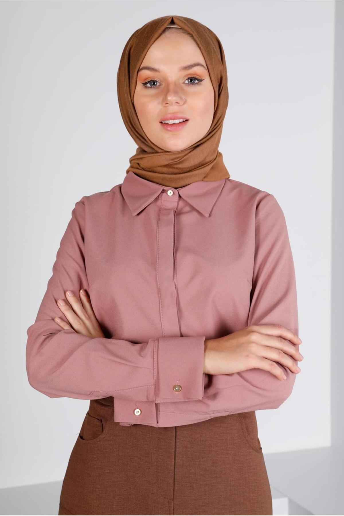 بلوز دکمه مخفی 43373 Alvina