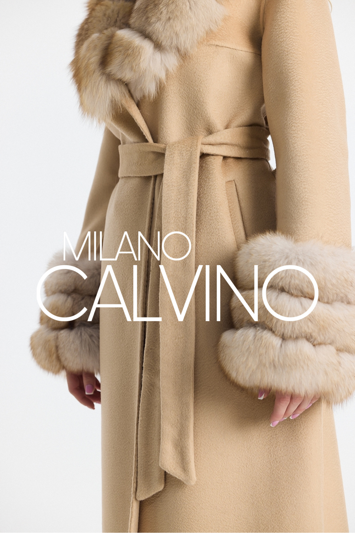 Milano Calvino  Kürklü Fransız Kaşmiri Kaban - Görsel 4