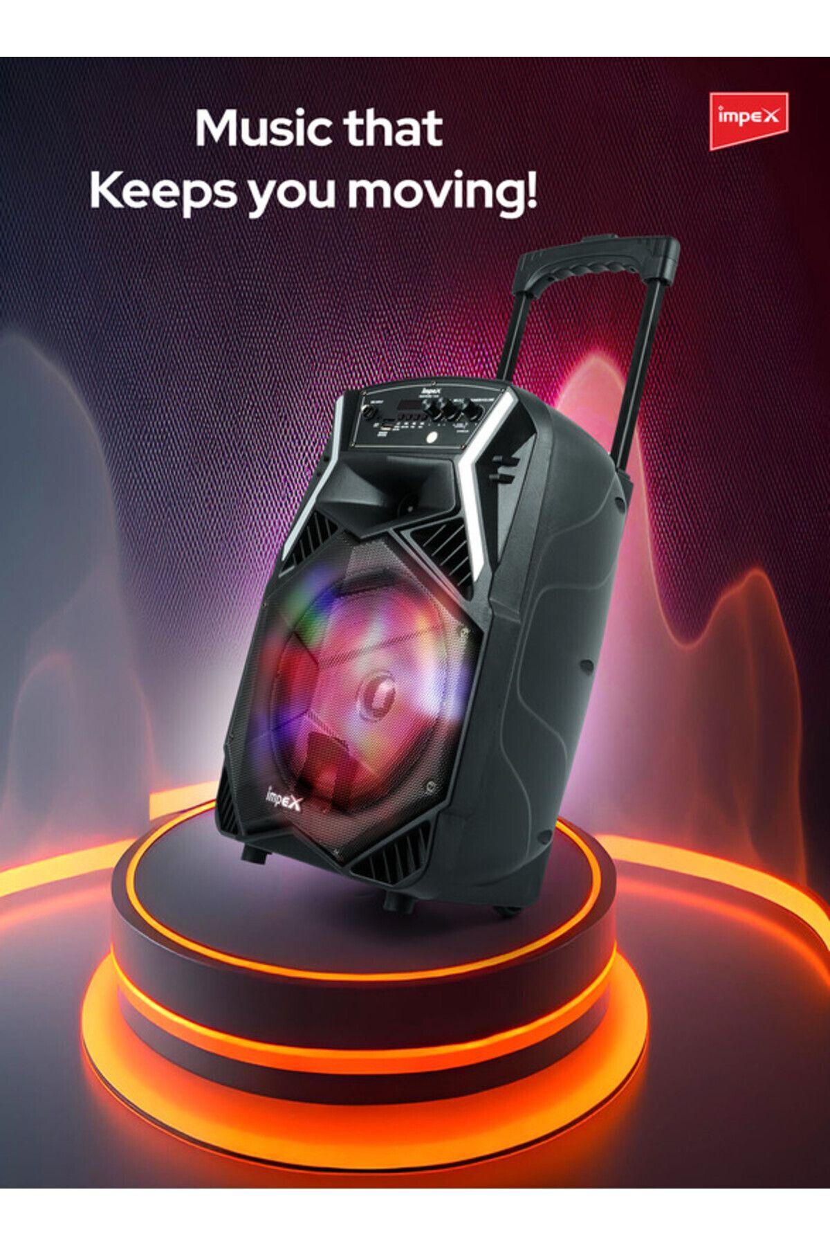 İMPEX-Multimedia Portable Trolley Speaker - Ts25b, Usb/aux/bluetooth/wireless Mic & Dj Led Lightfunction 3